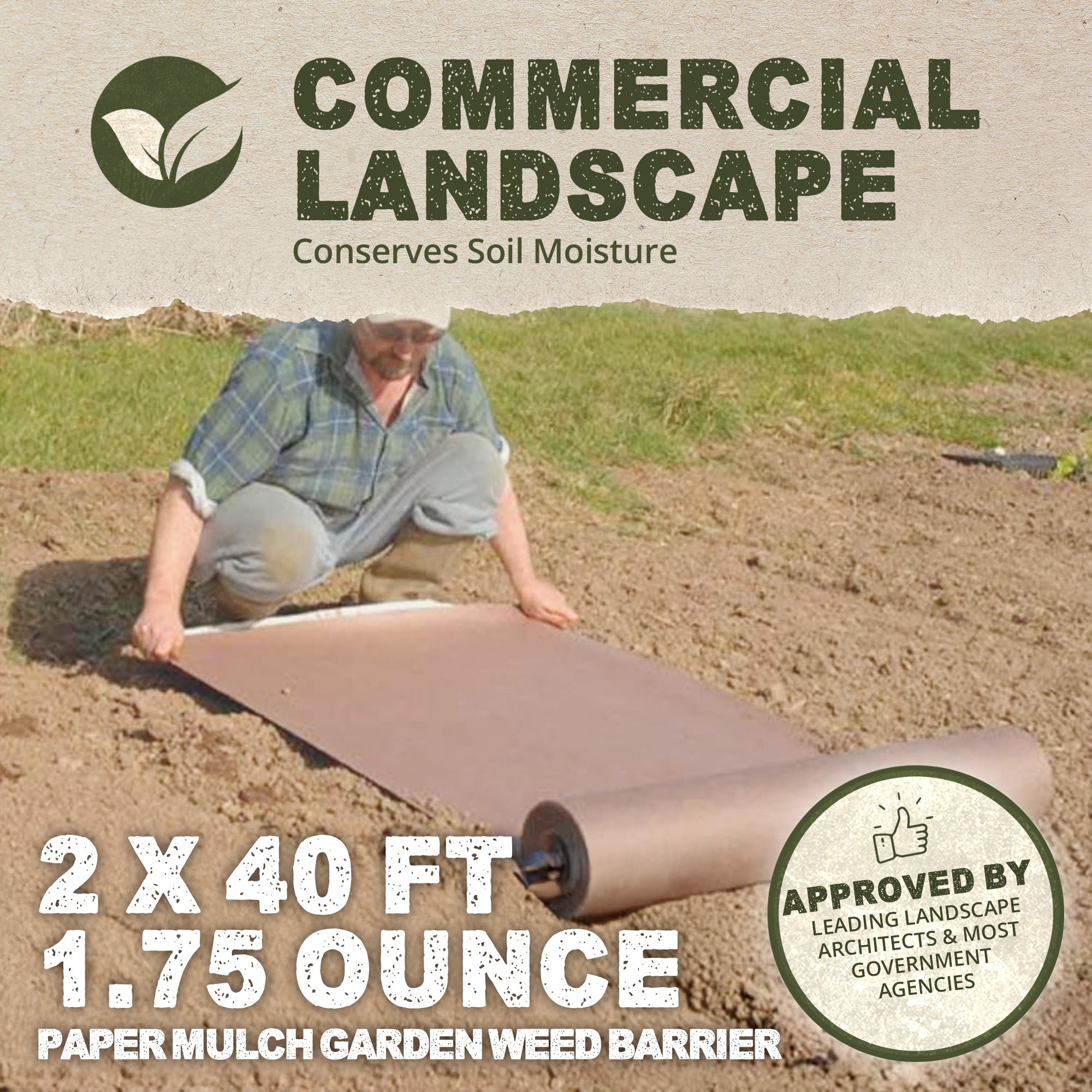 DeWitt NAT240RF 2 x 40 Ft All Natural Paper Mulch Garden Landscape Weed Barrier - VMInnovations