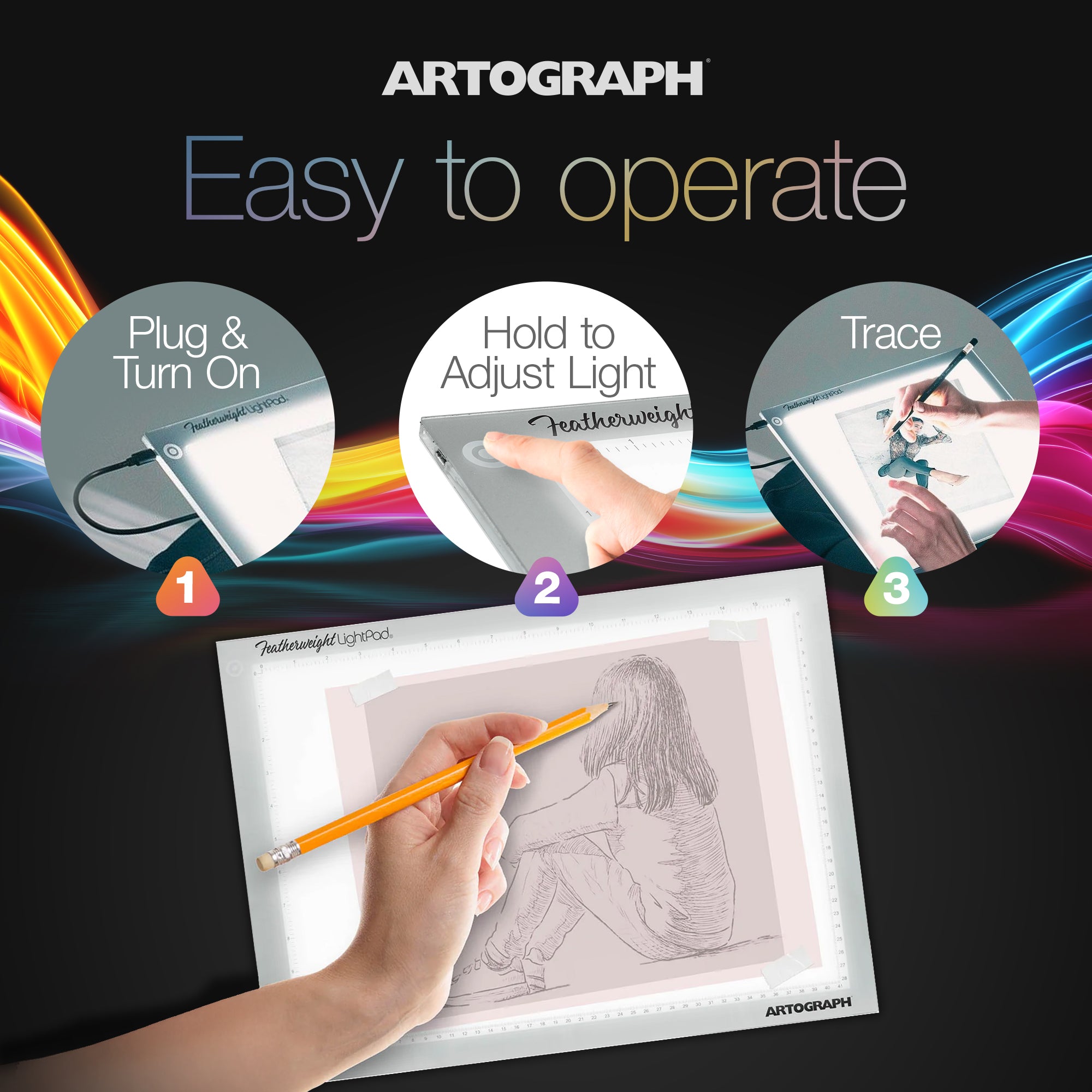 Artograph Featherweight LightPad, 9" x 12" Dimmable LED Light Box for Drawing