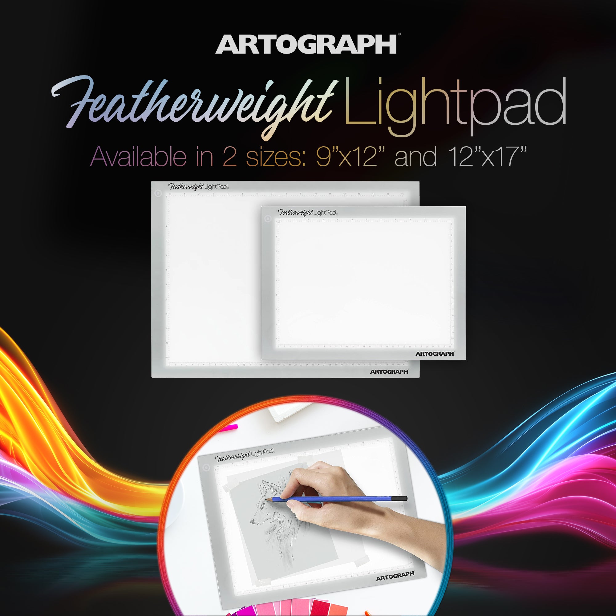 Artograph Featherweight LightPad, 9" x 12" Dimmable LED Light Box for Drawing