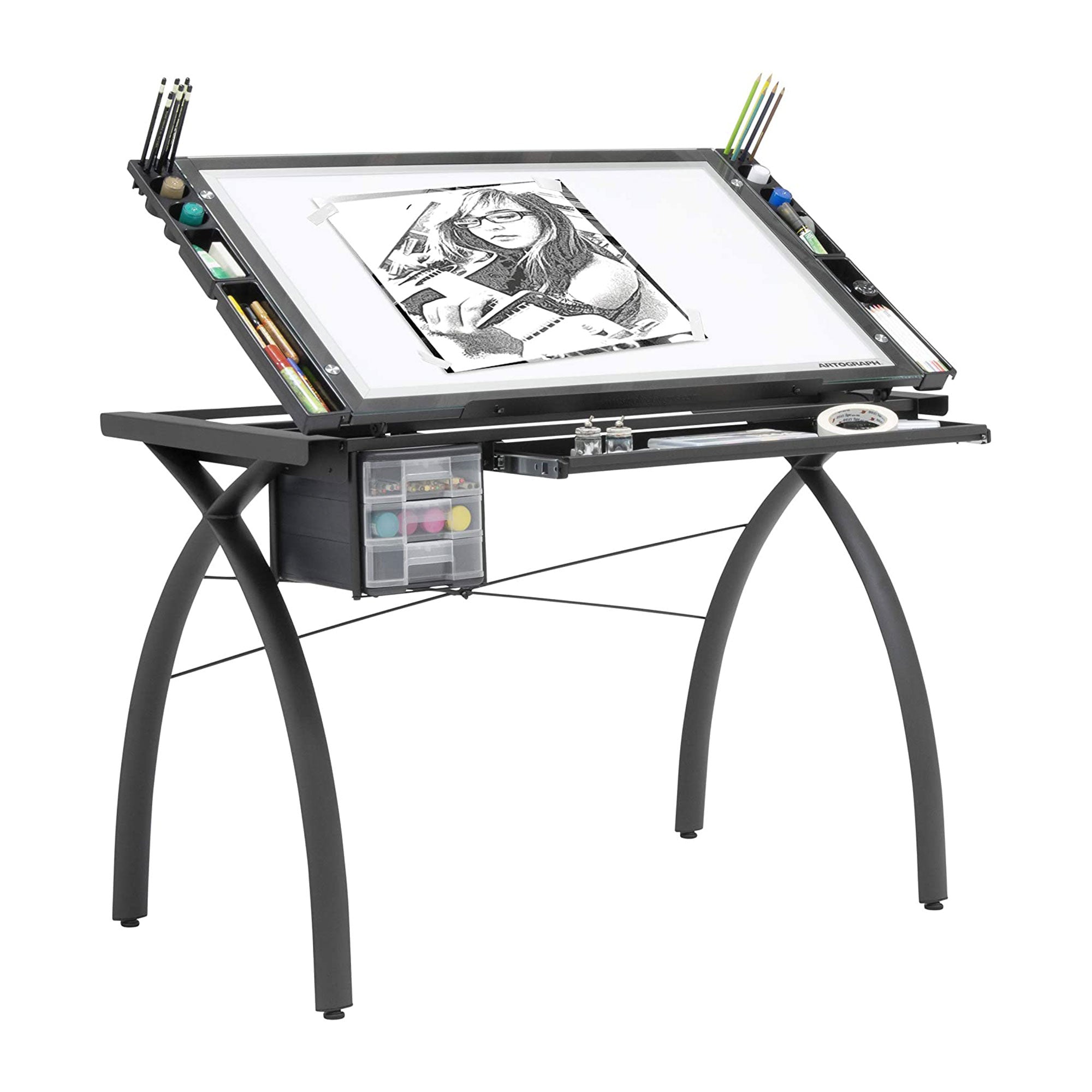 Artograph Light Table for Artists w/Storage & Dimmable Glass Work Top (Open Box) - VMInnovations