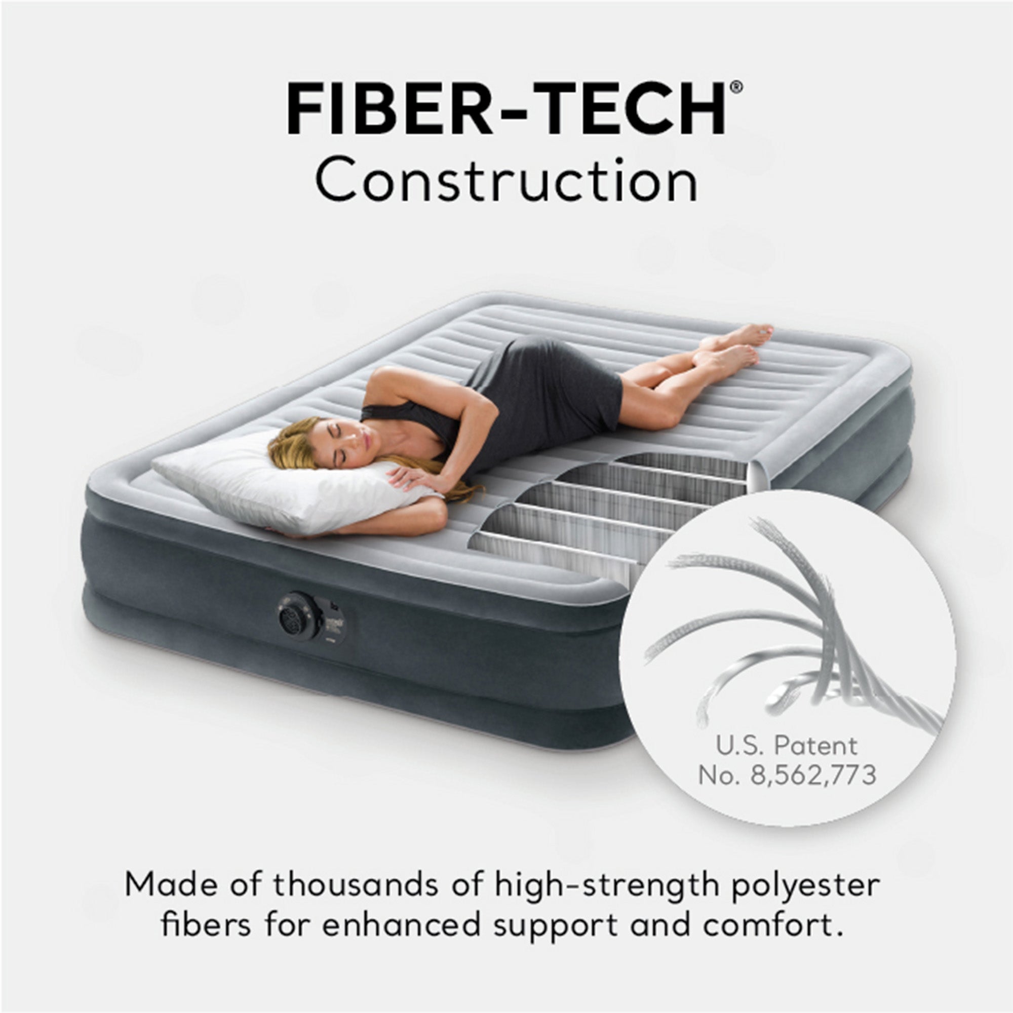 Intex Comfort Deluxe Plush Air Mattress Bed with Built-In Pump, Full (Used) - VMInnovations