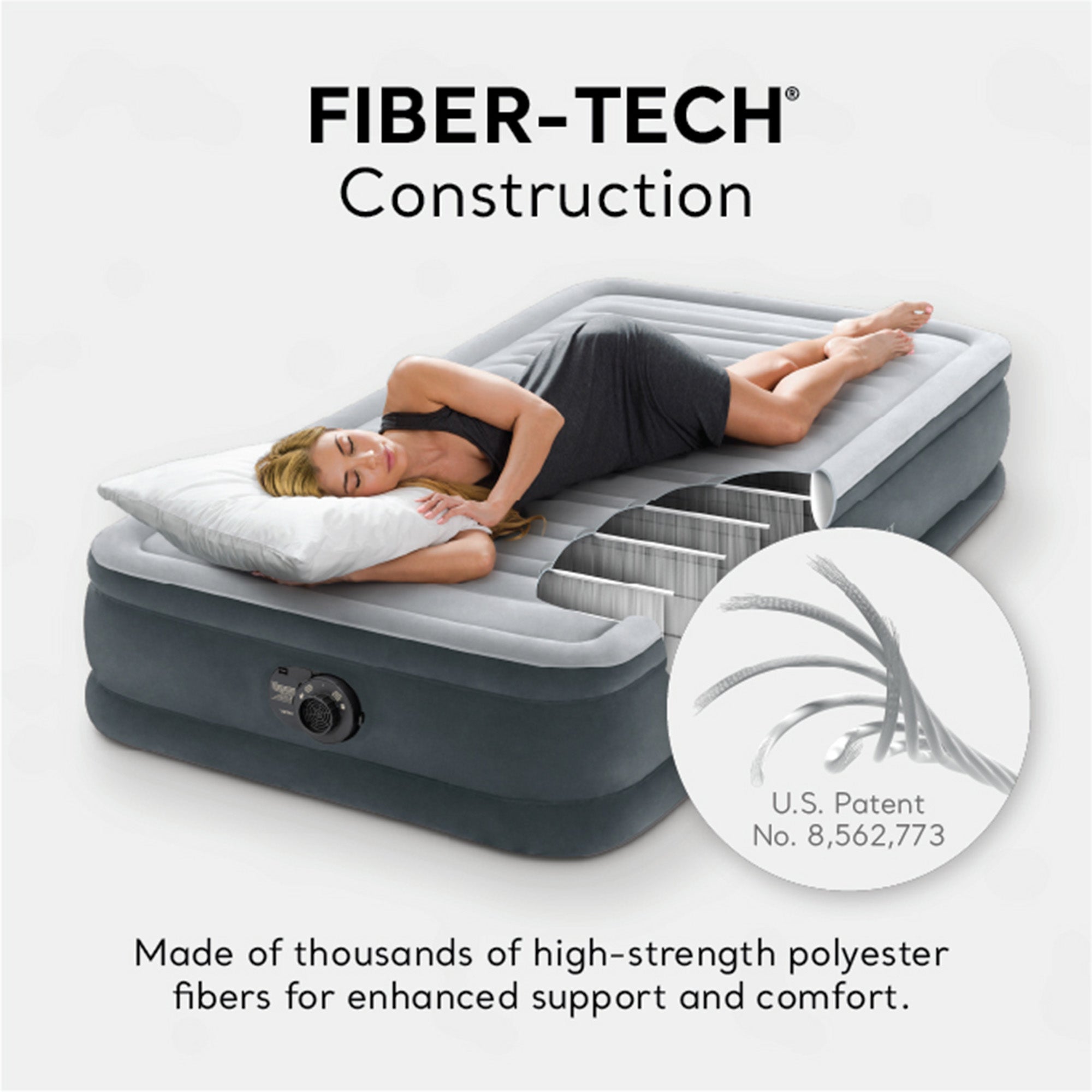 Intex Comfort Deluxe Dura-Beam Air Mattress w/ Built-In Pump, Twin (For Parts)