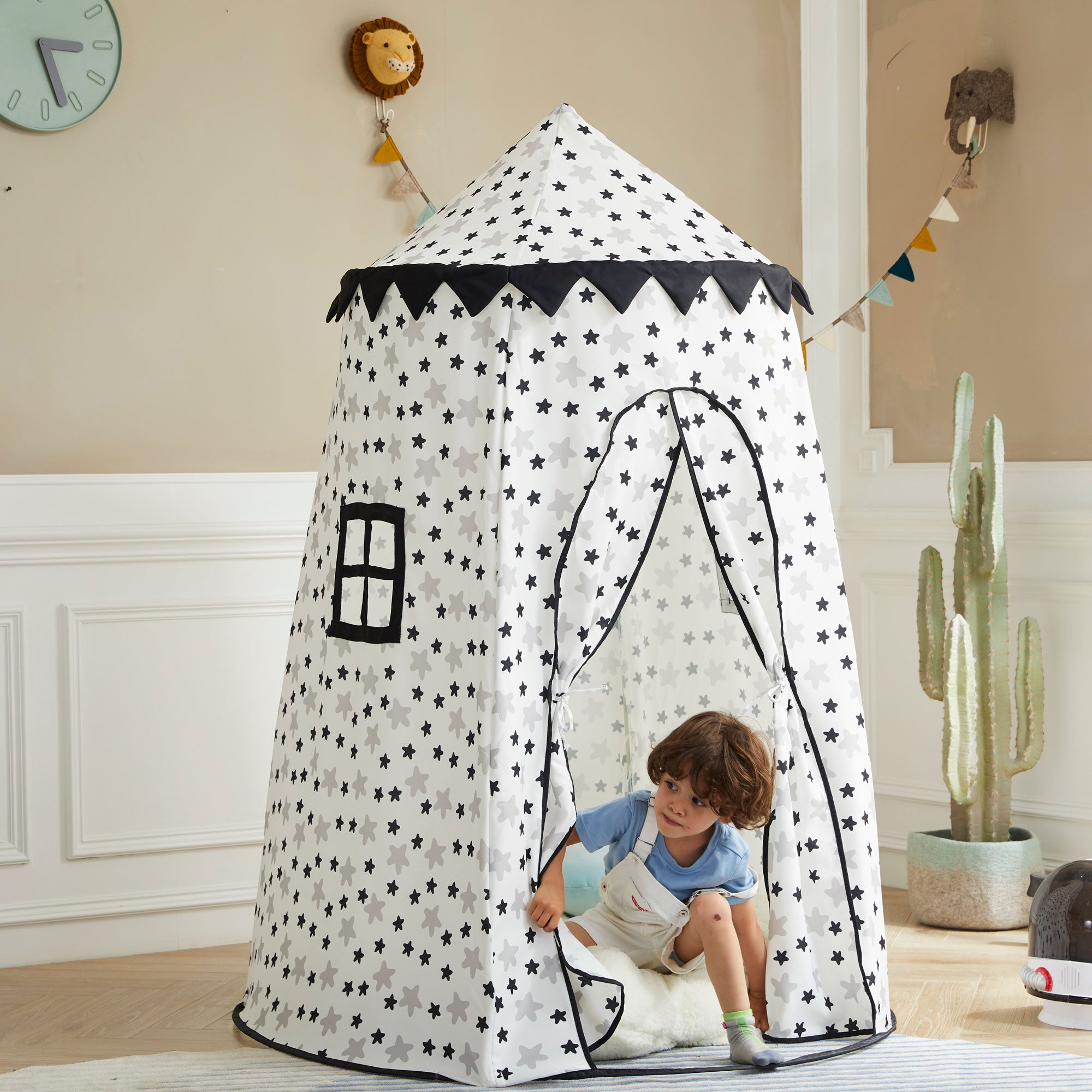 Asweets Childrens Foldable Canvas Pop Up Play Tent, Up in the Stars (Open Box) - VMInnovations