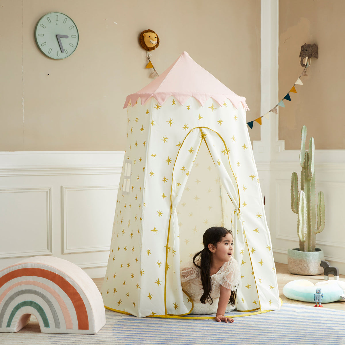 Wonder&Wise Indoor Childrens Kid Foldable Canvas Pop Up Play Tent Toy, Starburst