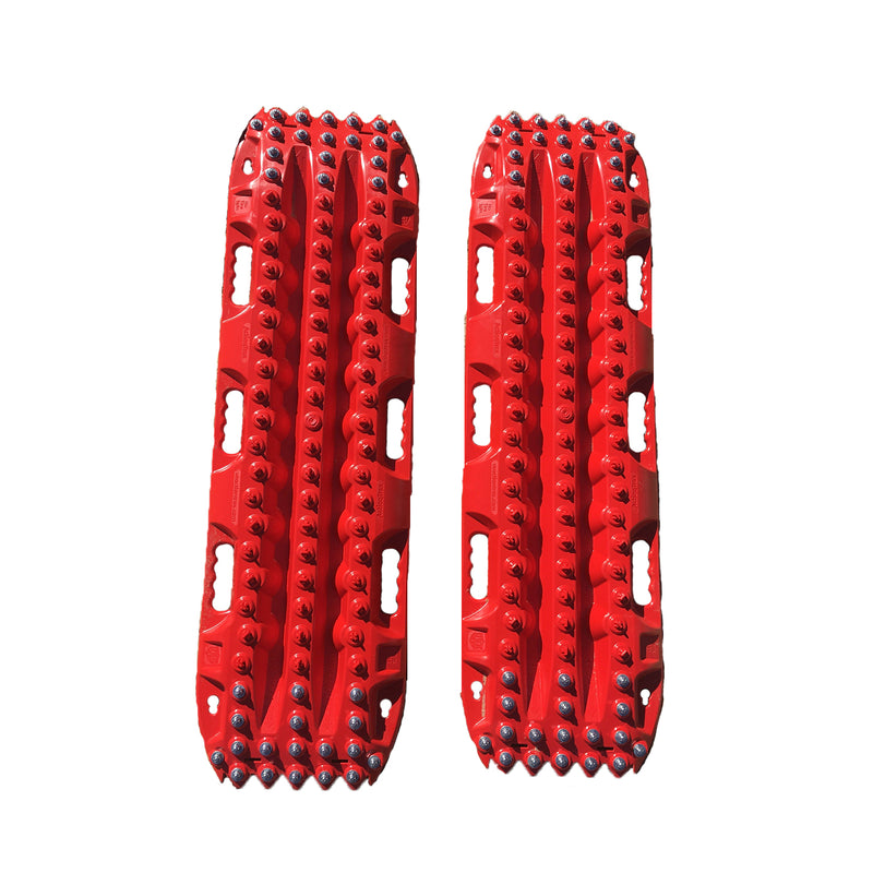 ActionTrax Traction Boards Overlanding Gear with Metal Teeth for Recovery, Red