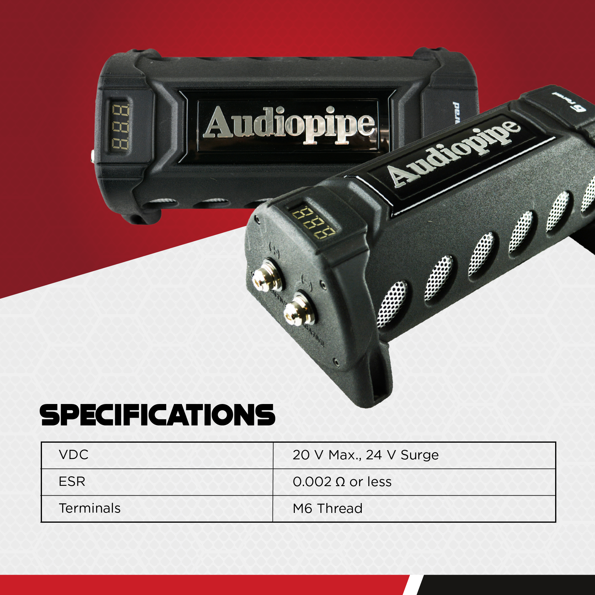 Audiopipe ACAP-6000 6 Farad Power Car Audio Capacitor Digital Display Black - VMInnovations