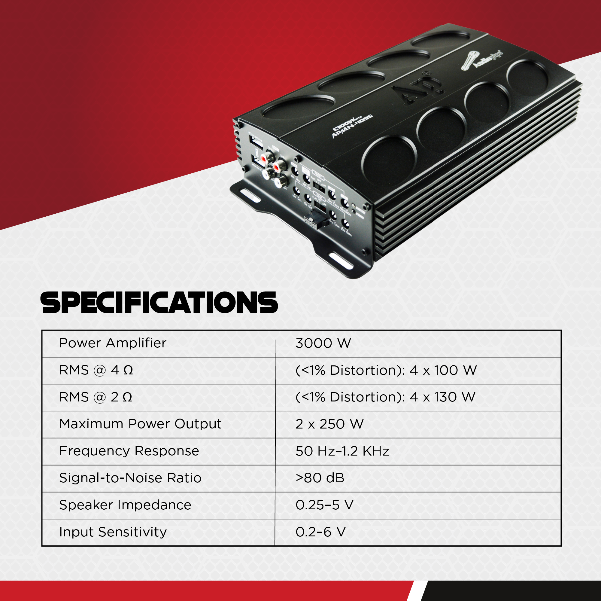 Audiopipe APMI-4095 Class AB 1300 Watt 4 Channel Car Stereo MOSFET Amplifier - VMInnovations