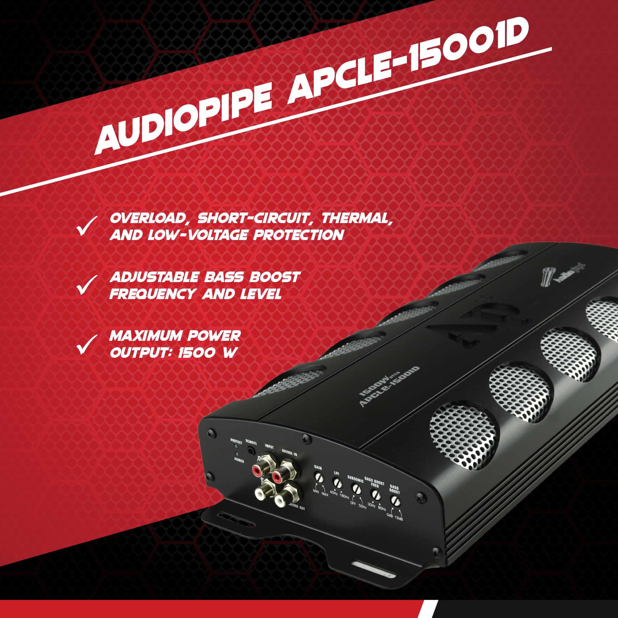 Audiopipe APCLE-15001D Class D 1500 Watt Monoblock Car Stereo Amplifier, Black - VMInnovations