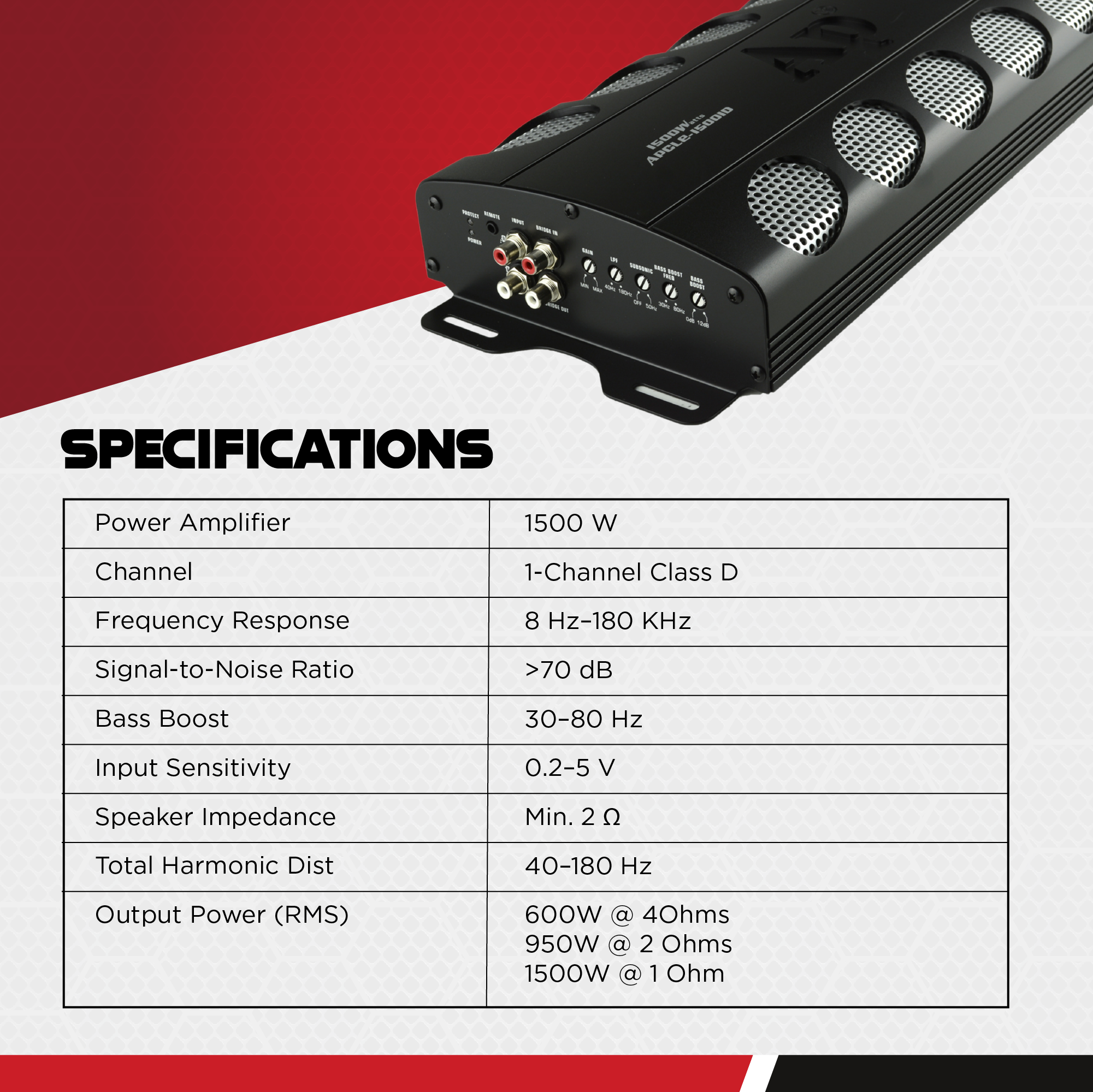 Audiopipe APCLE-15001D Class D 1500 Watt Monoblock Car Stereo Amplifier, Black - VMInnovations