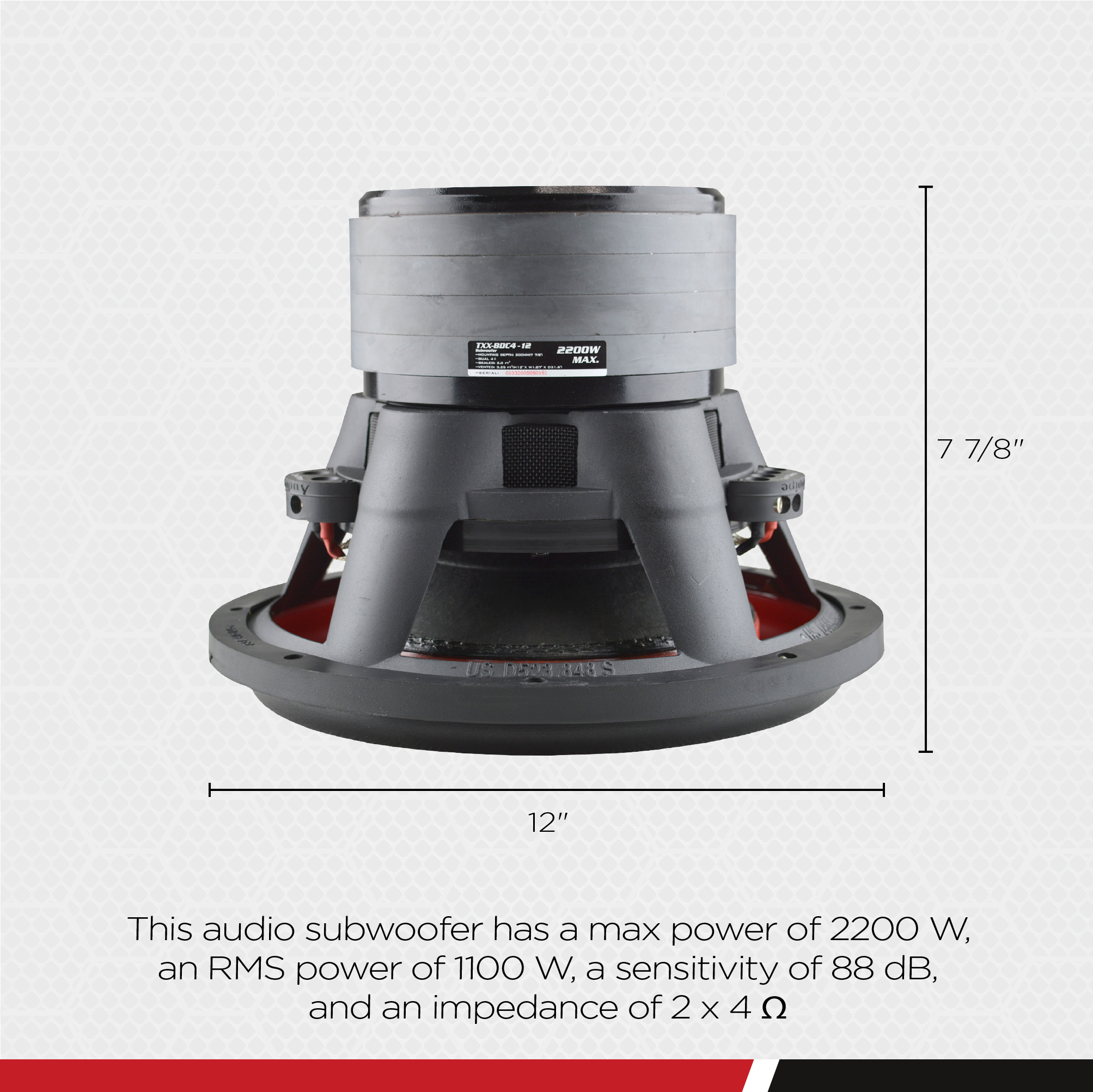 AudioPipe 12 Inch 2200W 4 Ohm Car Audio Subwoofer Quad Stack & Vented Enclosure