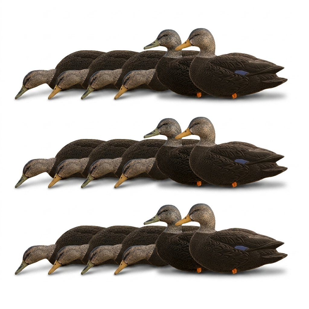 Avian X AXF Flocked Full Body Rugged Durable Black Ducks Fusion Pack, 18 Pack