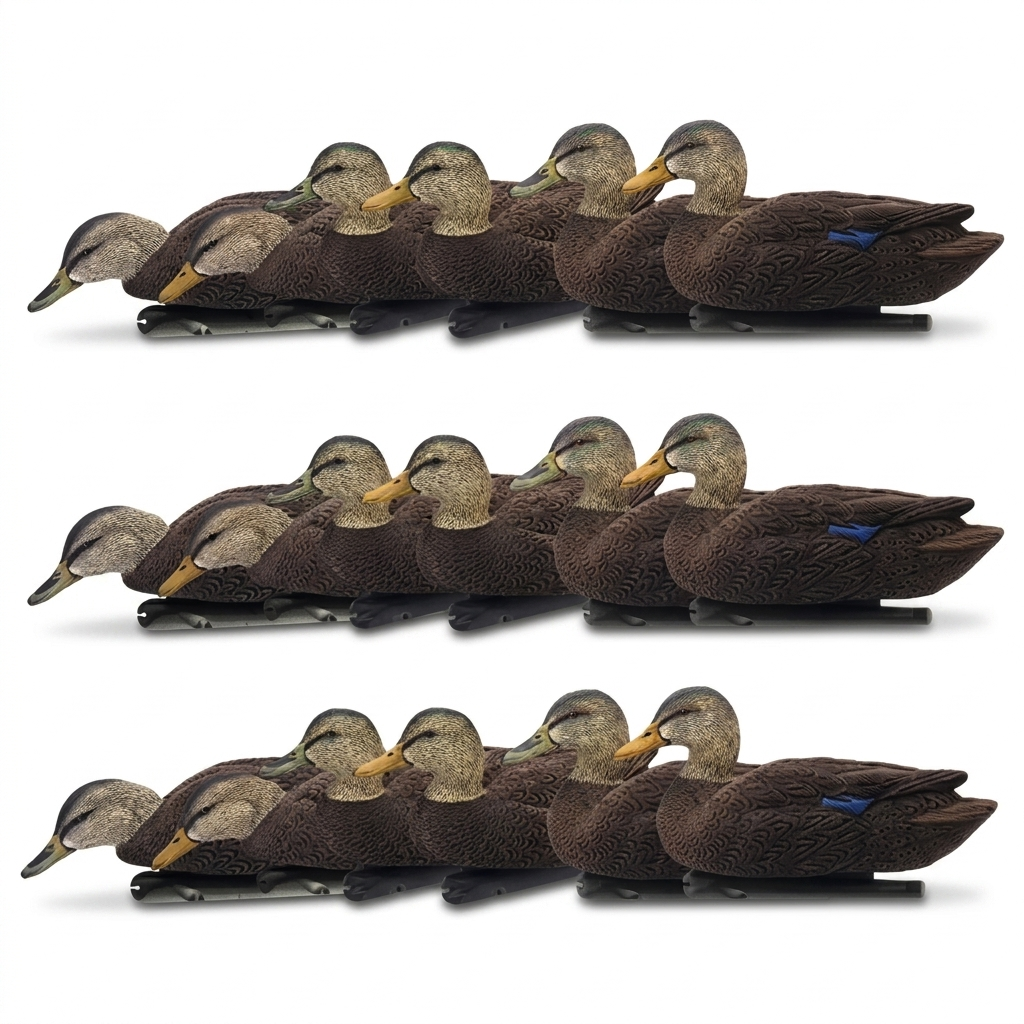 Avian X Topflight Black Ducks Realistic Decoy Sets with Flocked Bodies, 3 Pack - VMInnovations
