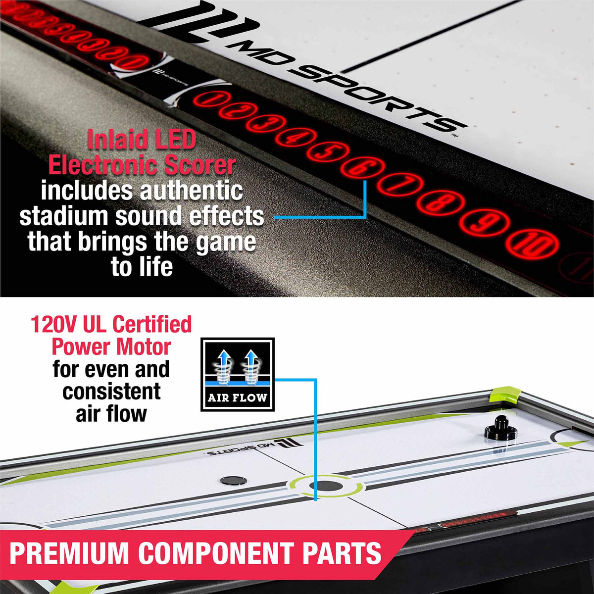 MD Sports 80 x 42-Inch 2-Player Air Hockey Table w Electronic Scorer (Open Box)