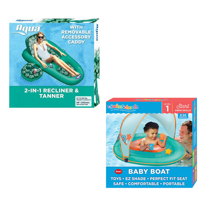 Aqua Leisure Campania Inflatable 2in1 Float, Floral & SwimSchool Baby Boat Float - VMInnovations
