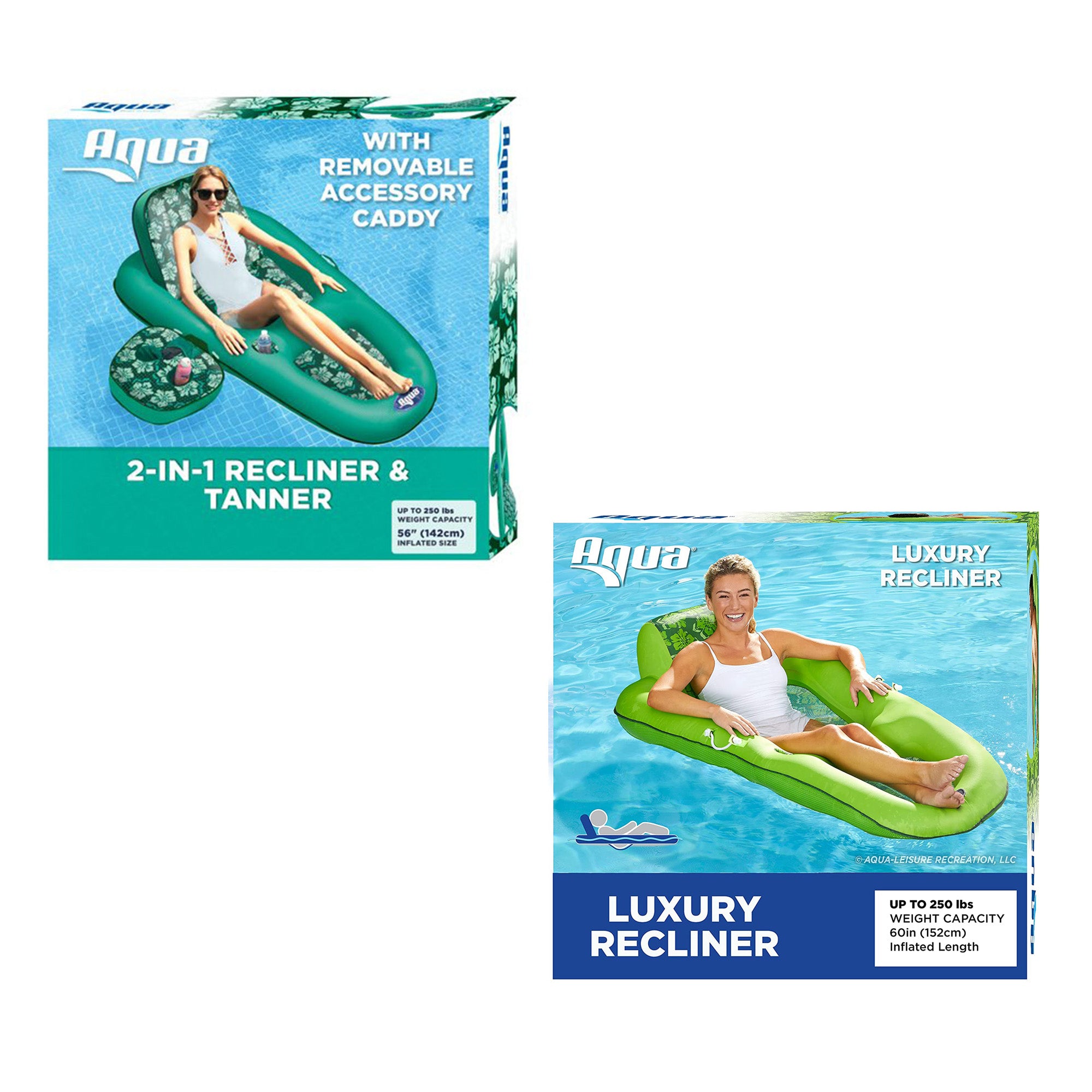Aqua Leisure Campania Inflatable 2in1 Lounger, Floral & Luxury Water Recliner - VMInnovations