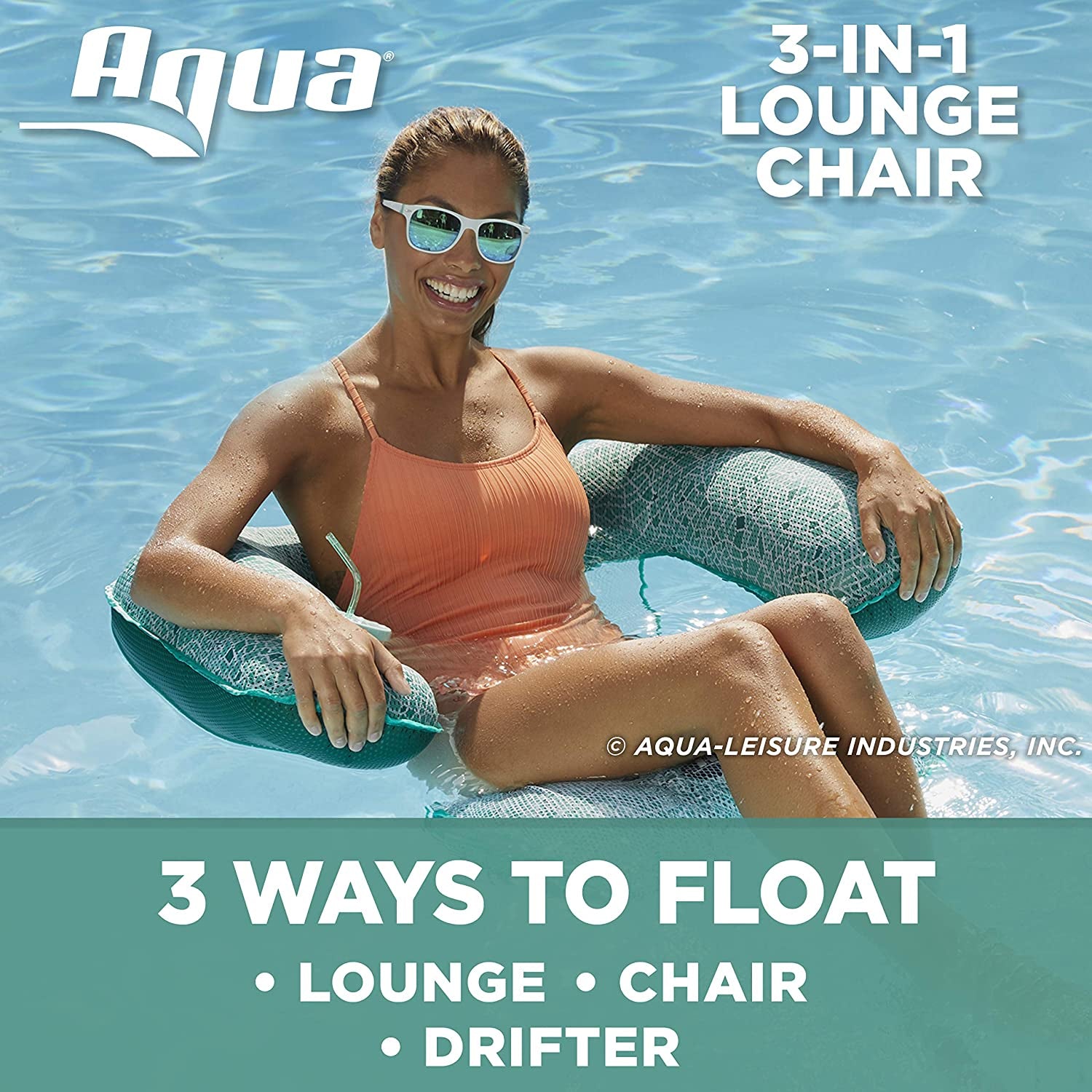 Aqua Mosaic AZL17010 3 in 1 Inflatable Pool Float Lounge Chair (Open Box) - VMInnovations