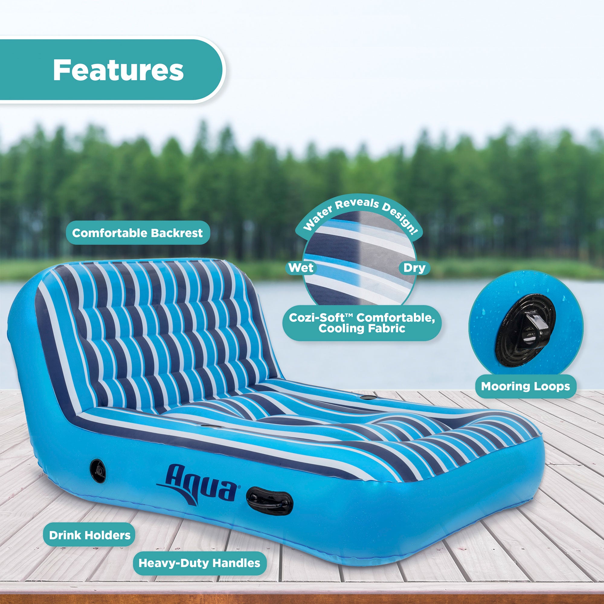 Aqua Heavy Duty Ultra Inflatable 2 Person Pool Float Recliner Lounger (Used) - VMInnovations