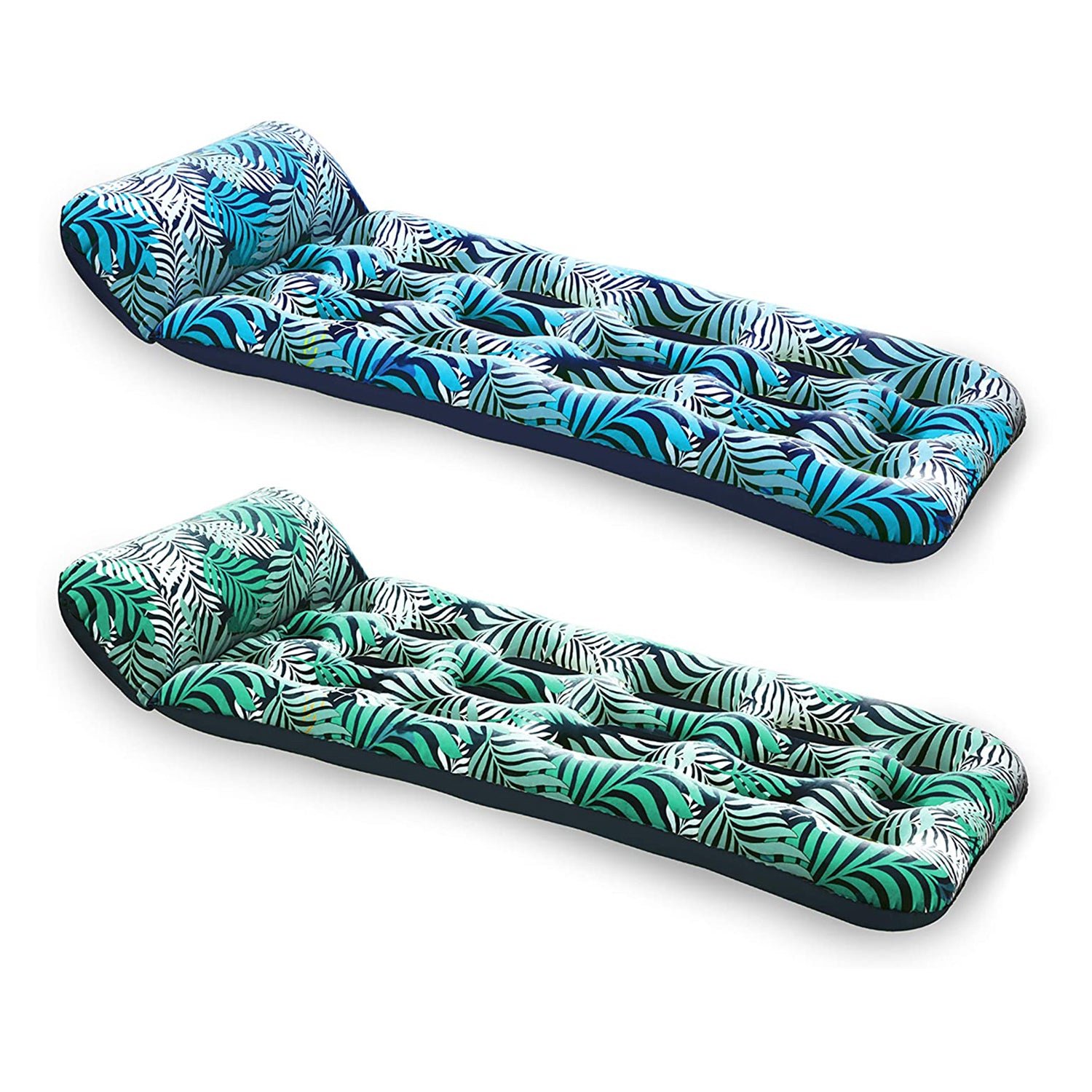 Aqua Leisure Inflatable Pool Float Water Cooling Lounge, Blue & Teal (2 Pack) - VMInnovations