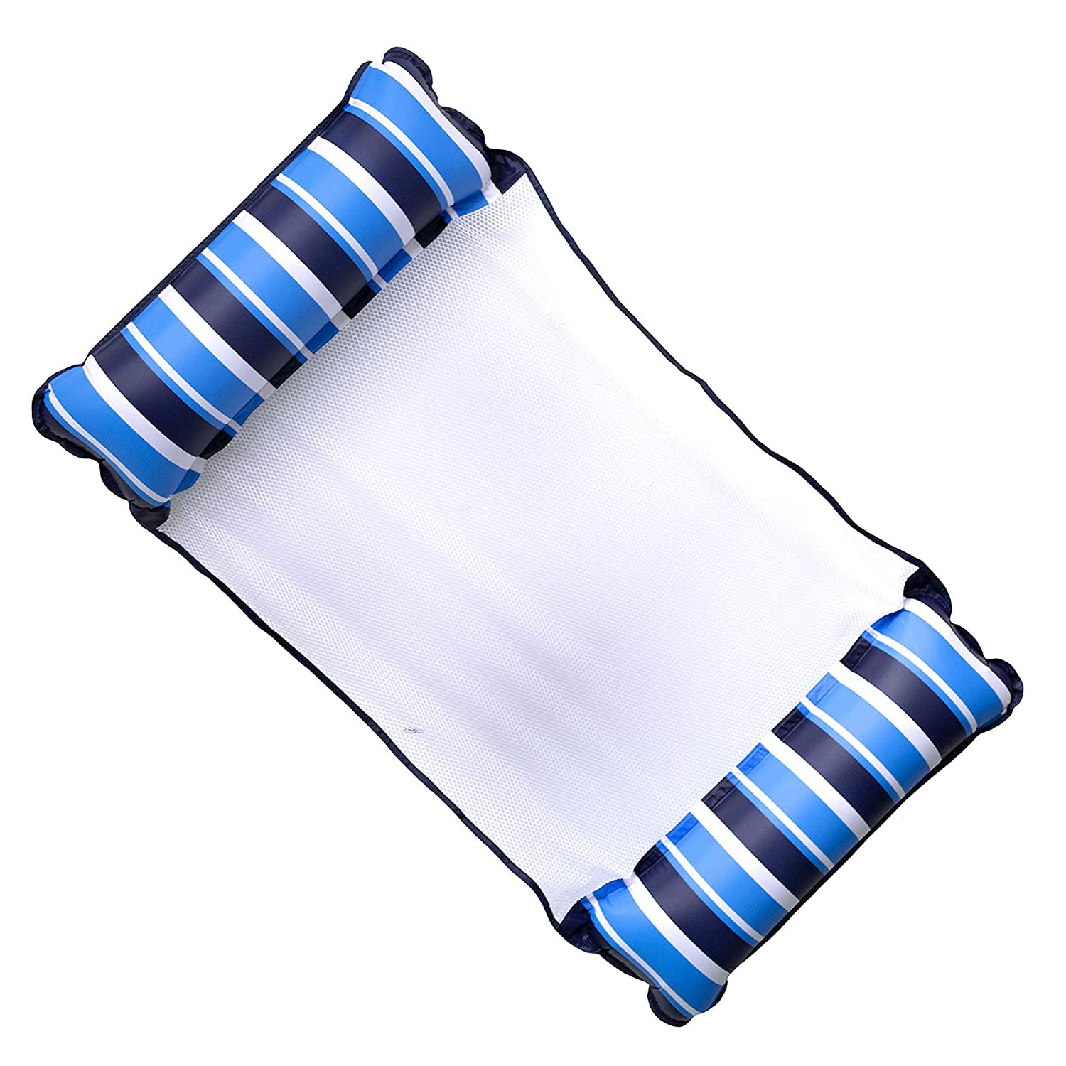 Aqua Leisure 4 in 1 Inflatable Monterey Hammock XL Pool Float Chair, Blue Stripe