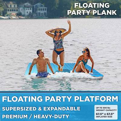 Aqua Leisure Expandable Inflatable Island Floating Mat, Blue (Used)