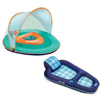 Aqua Leisure Blue Luxury Water Recliner Float Chair & SwimSchool Baby Boat Float