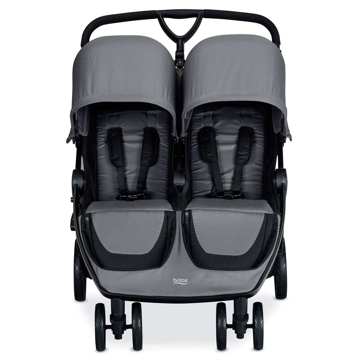 Britax Foldable B Lively Double Baby Stroller with Mesh Canopy, Gray (Open Box)