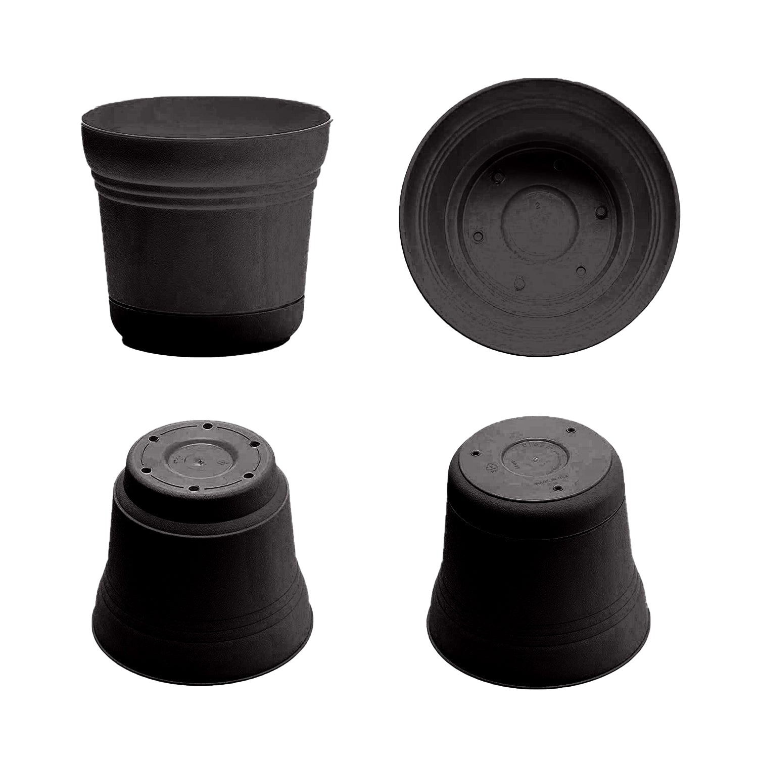 Bloem SP1000 Saturn 10 Inch Planter Pot w/ Attached Saucer, Black (Used)