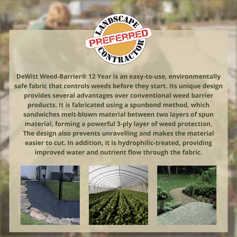 DeWitt 12 Year 6 x 300 Feet 3 Ply Nonwoven Landscape Fabric Home Weed Barrier