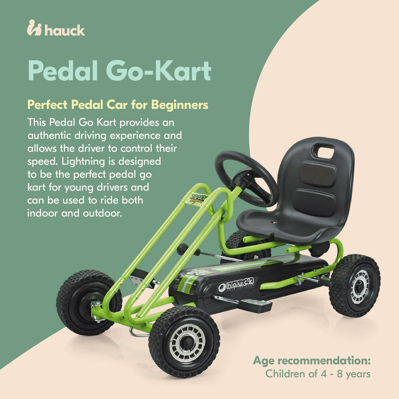 hauck Lightning Ergonomic Pedal Ride On Go Kart Toys for Boys and Girls, Green