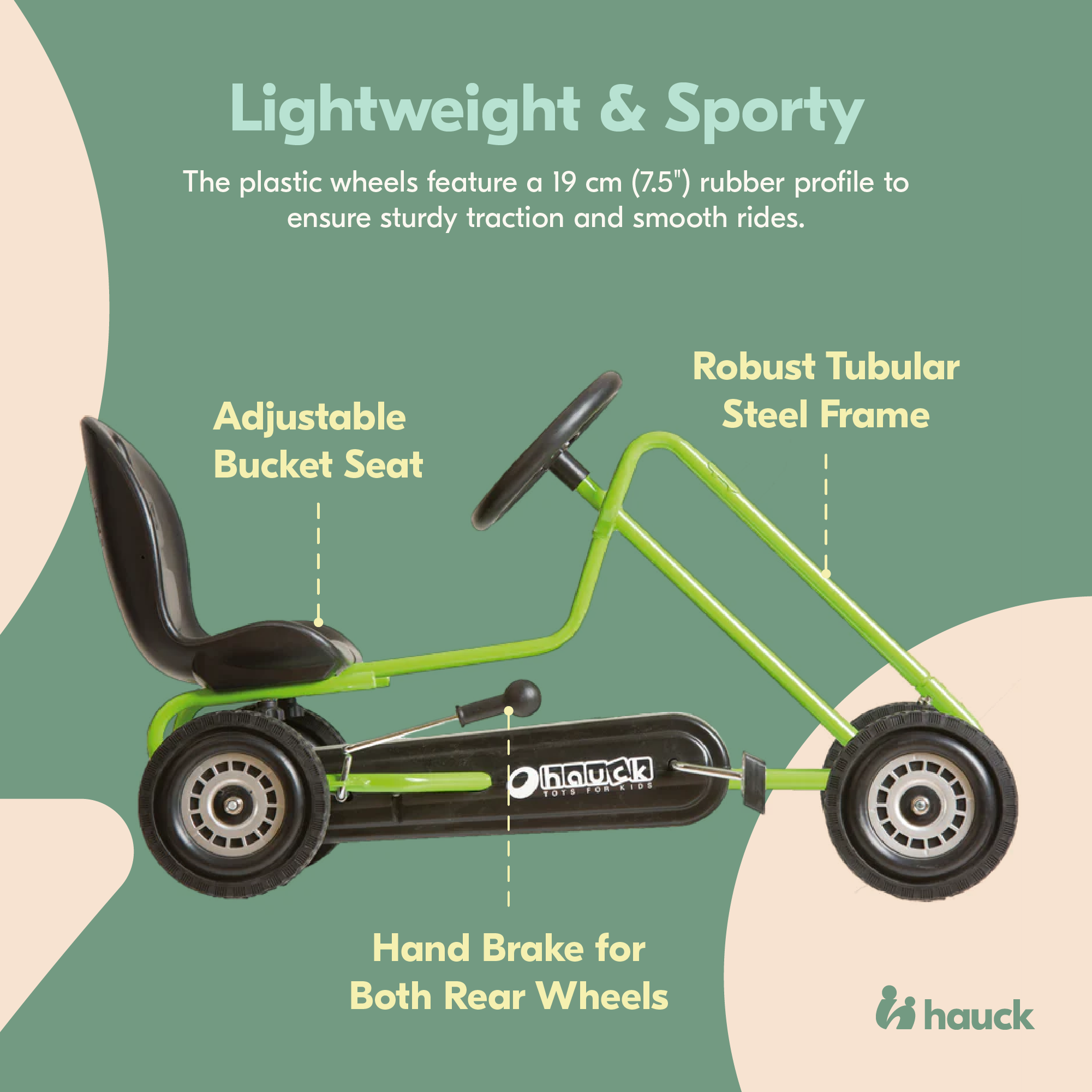 hauck Ergonomic Pedal Ride On Go Kart Toys for Boys and Girls, Green (Used) - VMInnovations