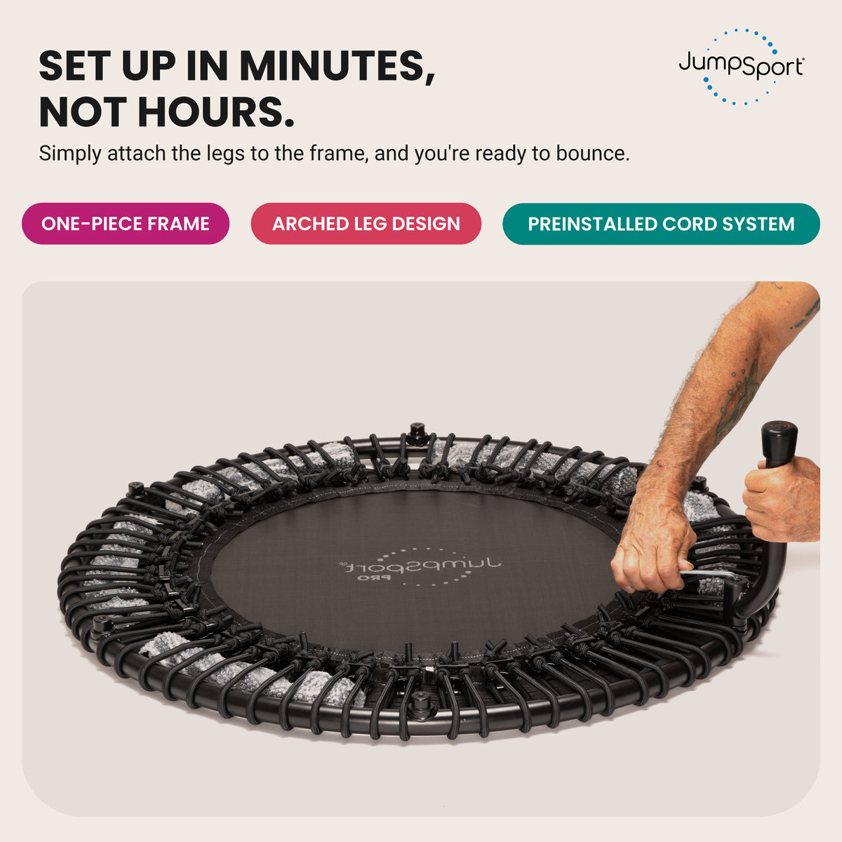 JumpSport 350 PRO Lightweight 39" Round Fitness Trampoline w/4 Videos(For Parts)