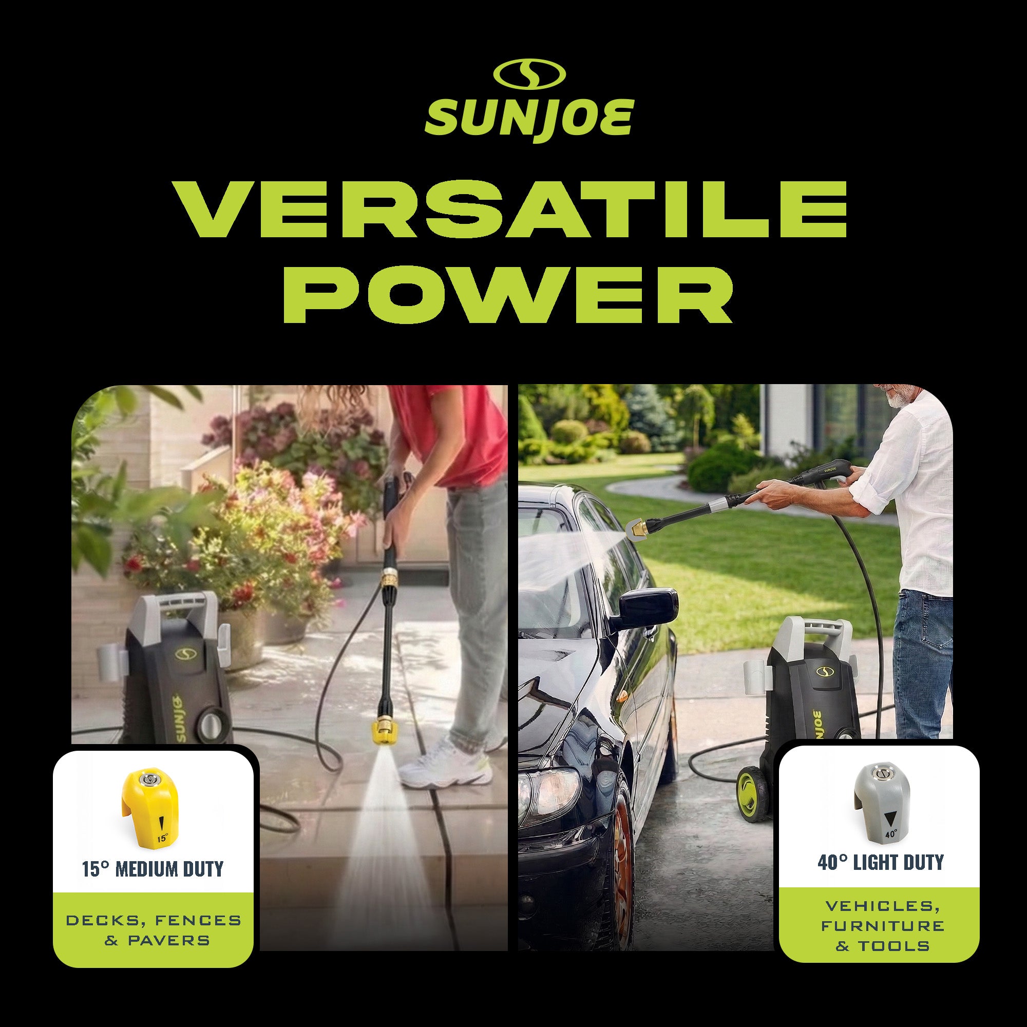 Sun Joe Electric Pressure Washer with 11-Amp Motor and 1.1 GPM, SPX1000 - Portable Water Cleaner with Adjustable Spray Wand for Car, Garden, and Patio Washing and Cleaning