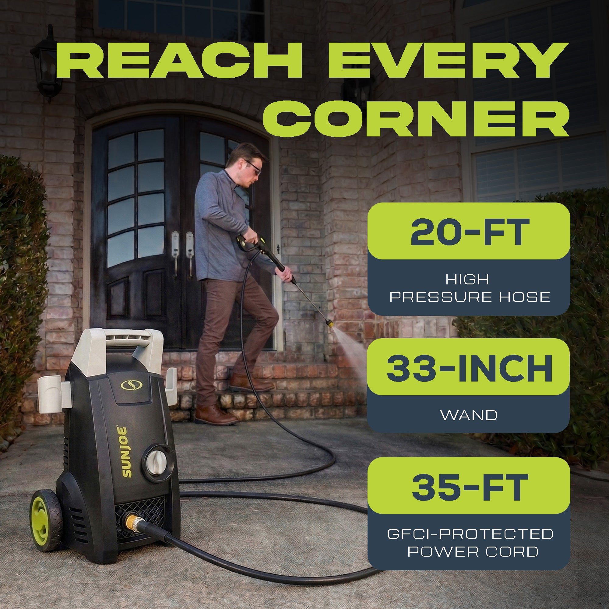 Sun Joe Electric Pressure Washer with 11-Amp Motor and 1.1 GPM, SPX1000 - Portable Water Cleaner with Adjustable Spray Wand for Car, Garden, and Patio Washing and Cleaning