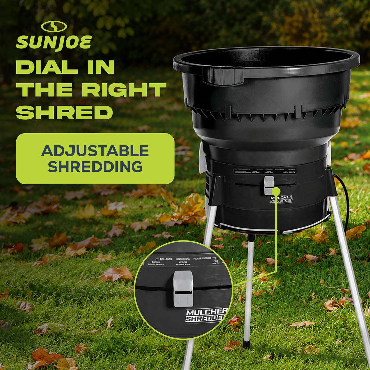 Sun Joe Electric Leaf Mulcher/Shredder 13 Amp w/ Adjustable Dial, Black (Used) - VMInnovations