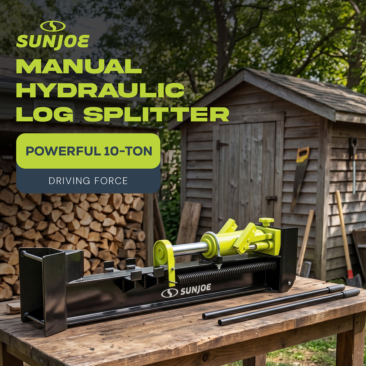 Sun Joe Hydraulic Steel Beam Log Splitter, 10 Ton Capacity wood Tool (For Parts) - VMInnovations