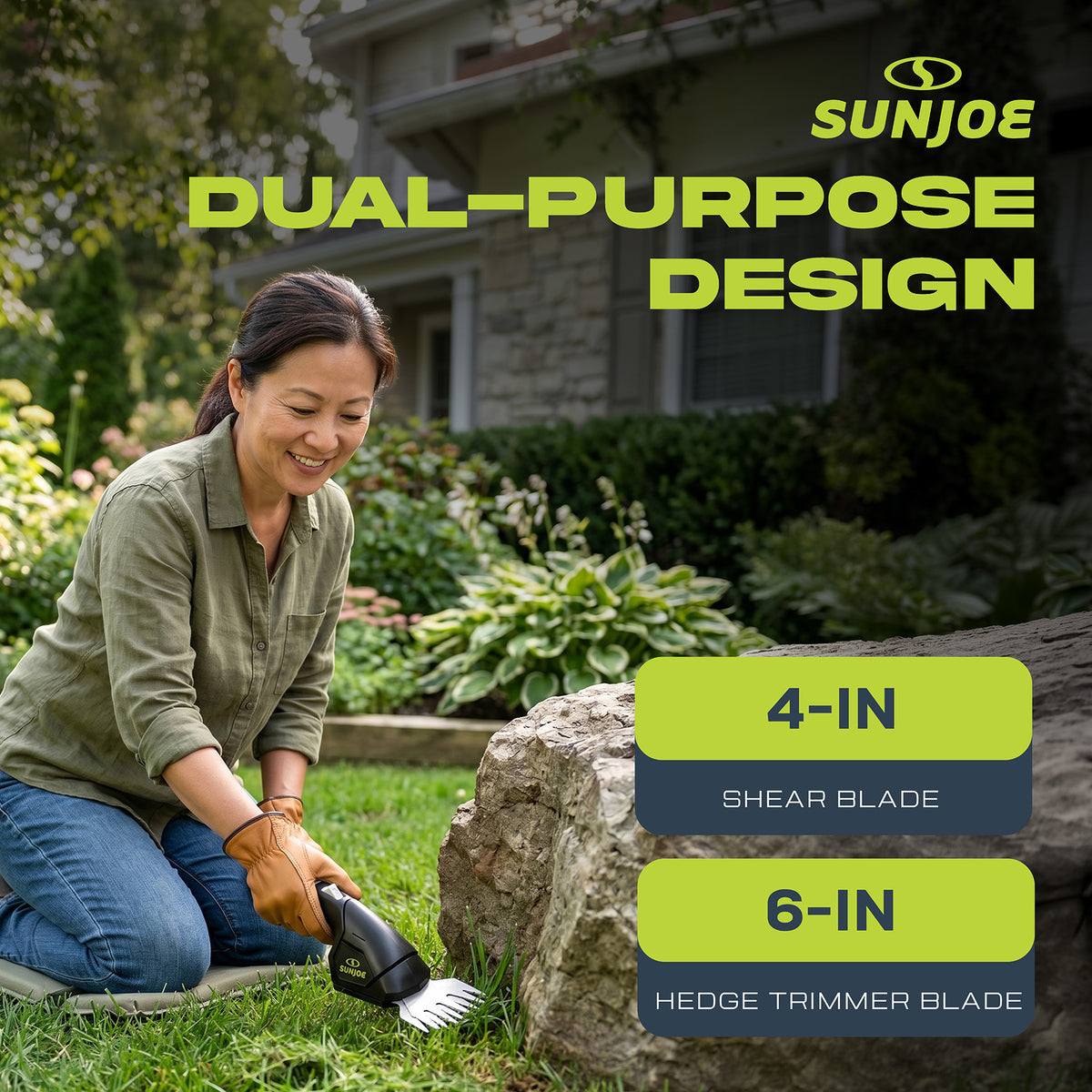 Sun Joe 2 in 1 Cordless Handheld Grass Shear and Hedge Trimmer, 7.2-Volt, Black