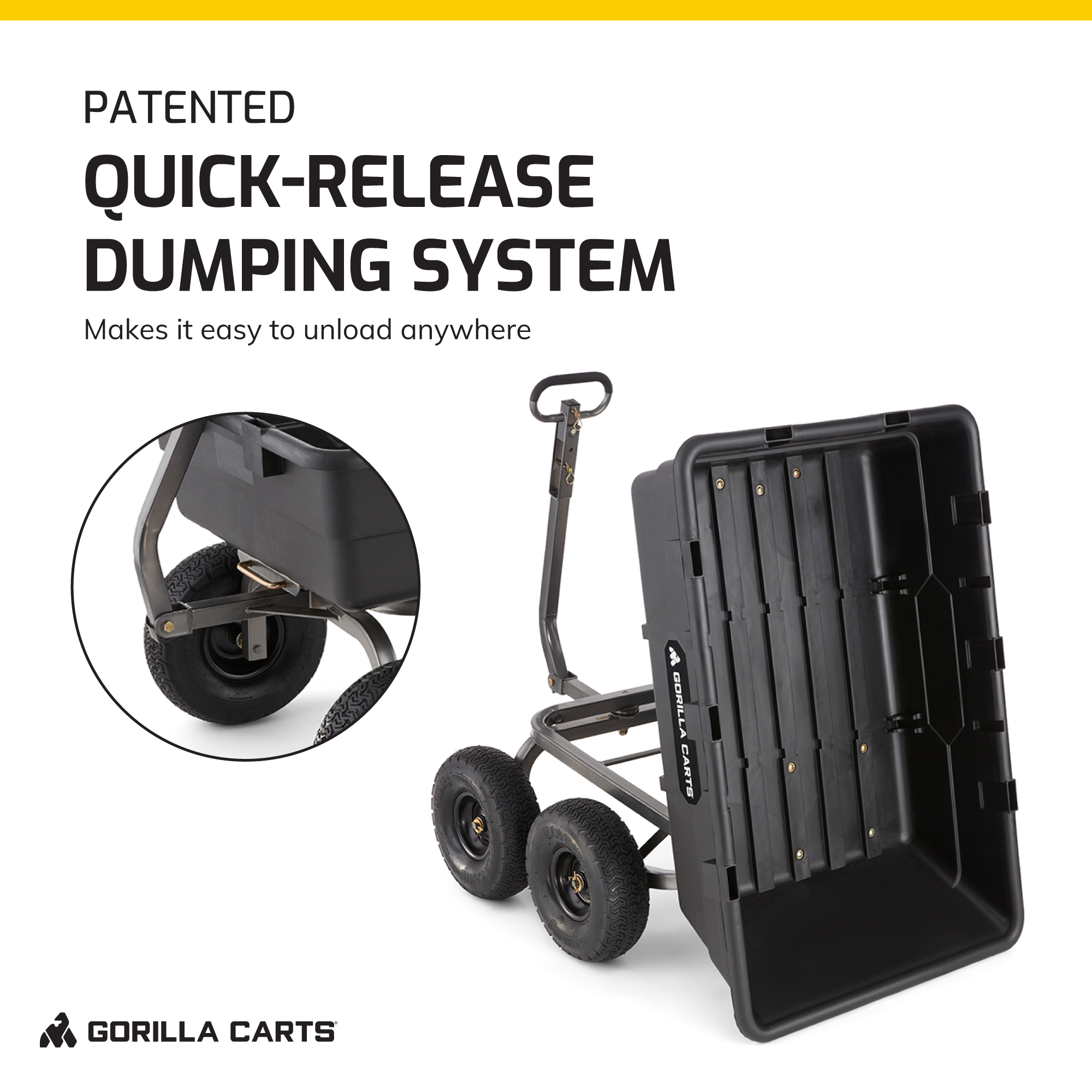 Gorilla Carts 1500 Pound Capacity Poly Yard Dump Utility Cart, Black (For Parts)