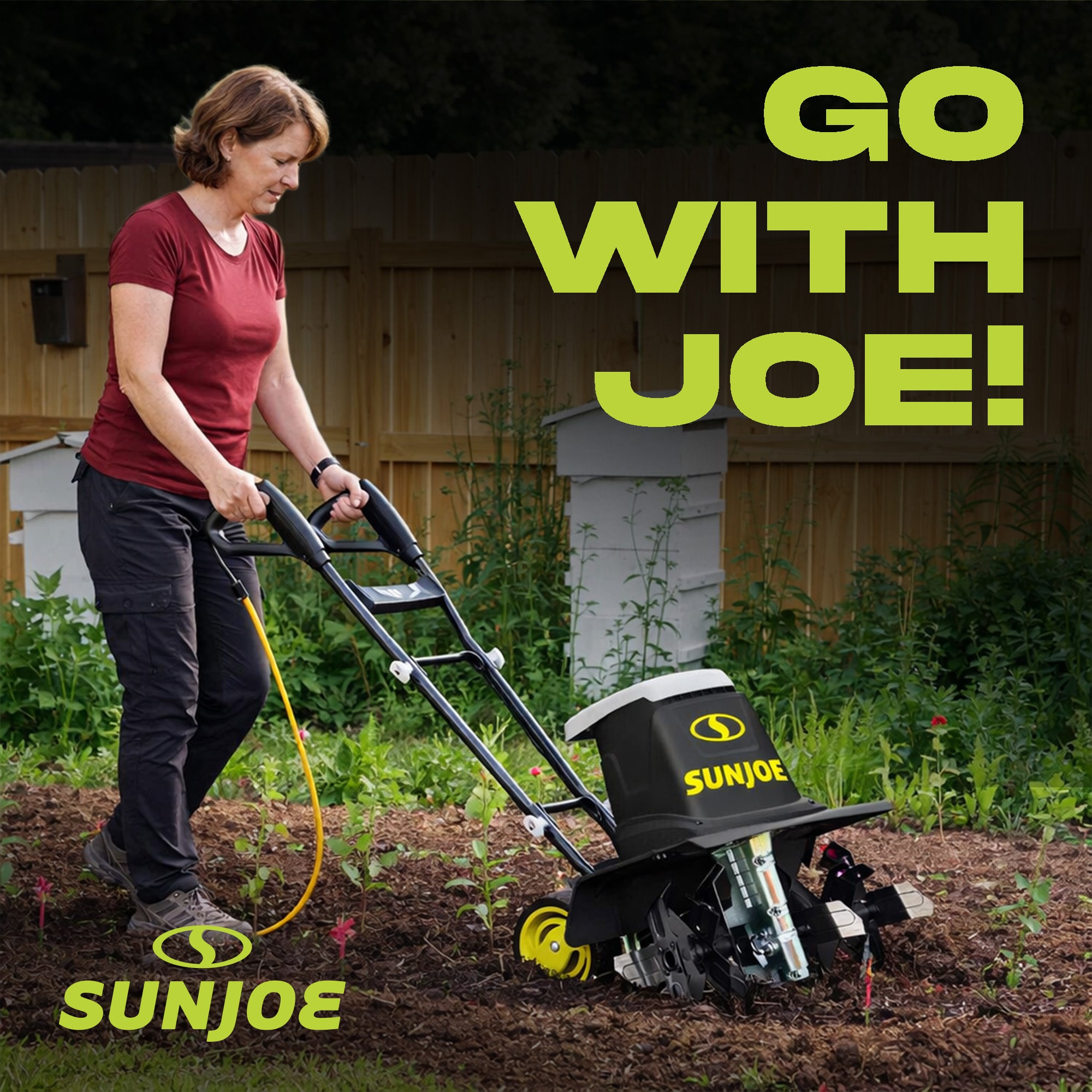 Sun Joe Electric Garden Tiller, Steel Tines, 13.5 Amp, 16 Inch, Black(For Parts)