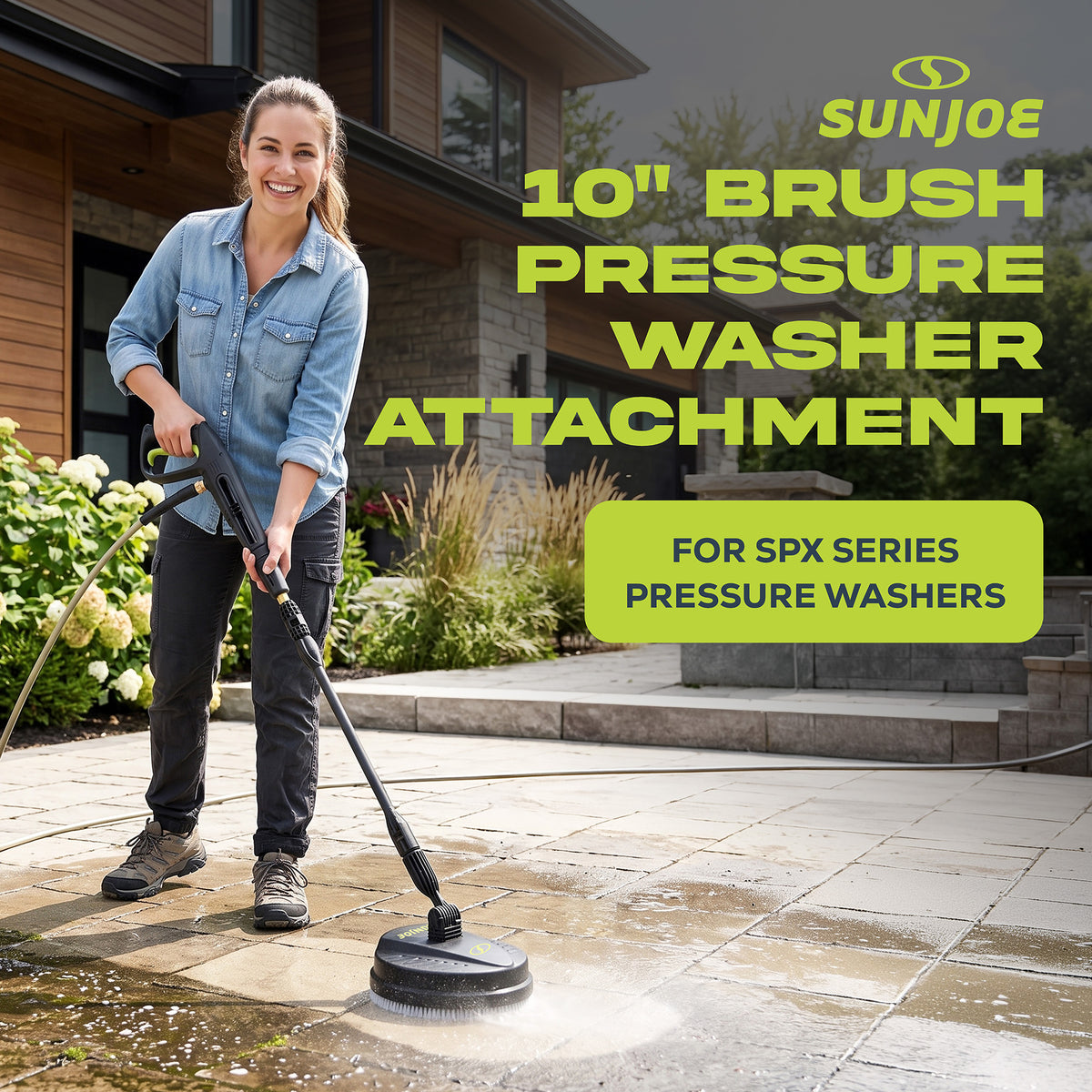 Sun Joe 10" Pressure Washer Attachment, Multi Surface, Green/Black (Open Box) - VMInnovations
