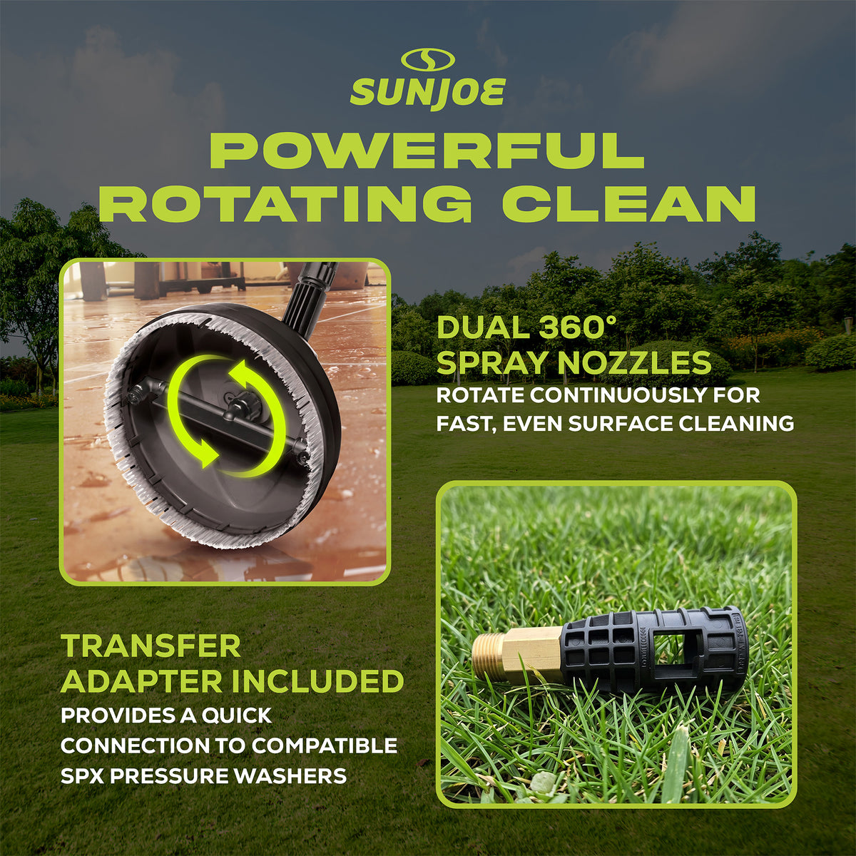 Sun Joe 10" Pressure Washer Attachment, Multi Surface, Green/Black (Open Box) - VMInnovations