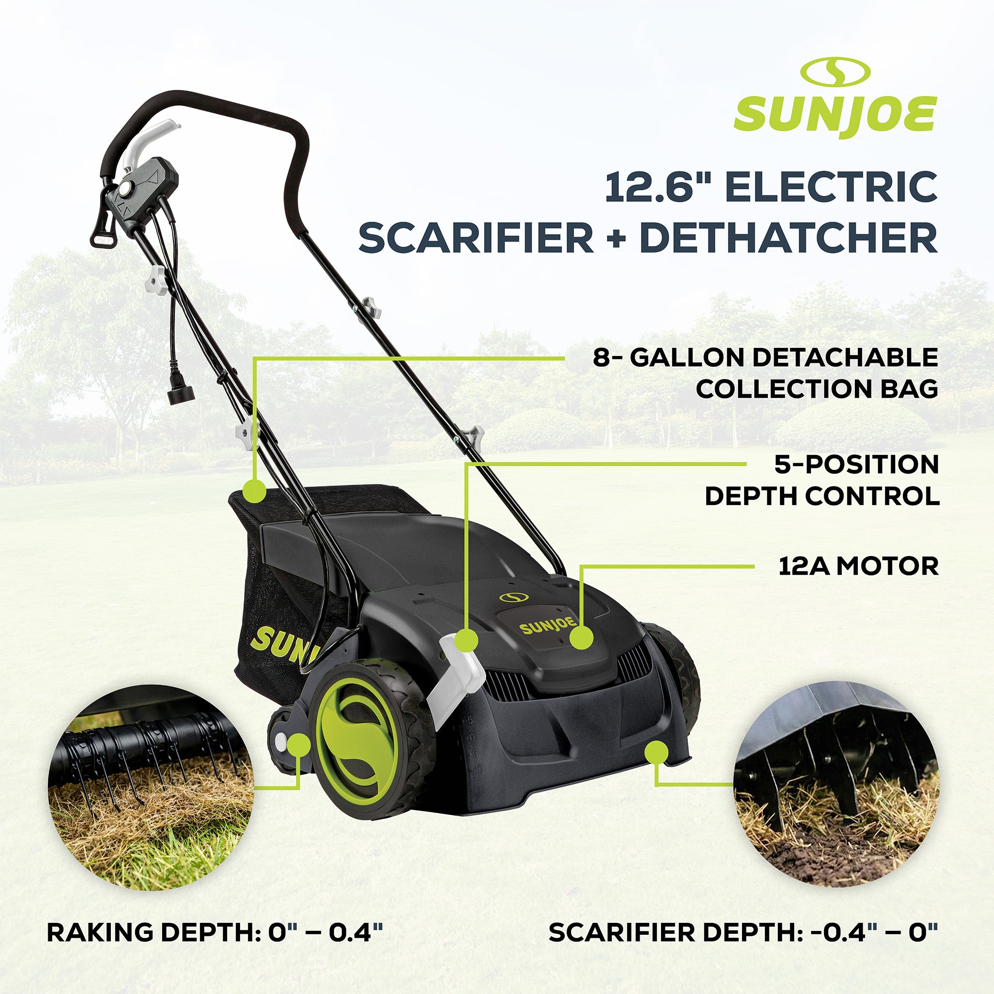 Sun Joe 13 Inch 12 Amp Electric Scarifier and Lawn Dethatcher with Bagger (Used) - VMInnovations