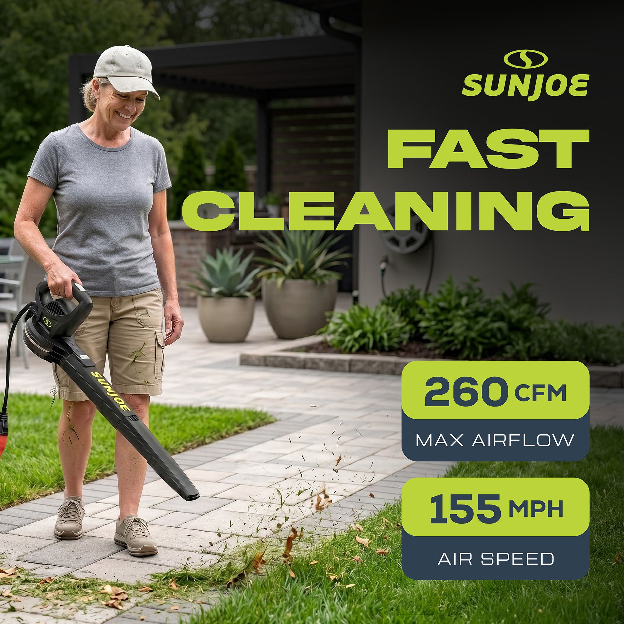 Sun Joe Electric All Purpose Leaf Blower 6 Amp Motor, 155 MPH Air Speed, SBJ597E