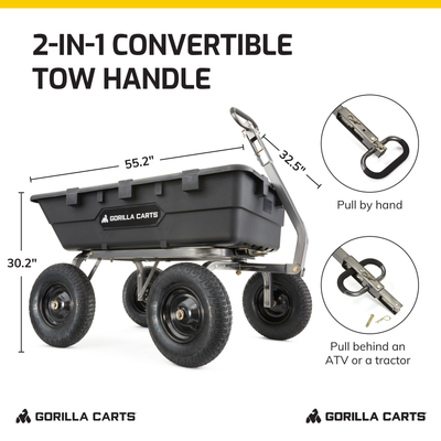 Gorilla Carts 1500 Pound Super Heavy Duty Poly Yard Dump Utility Cart (Used)