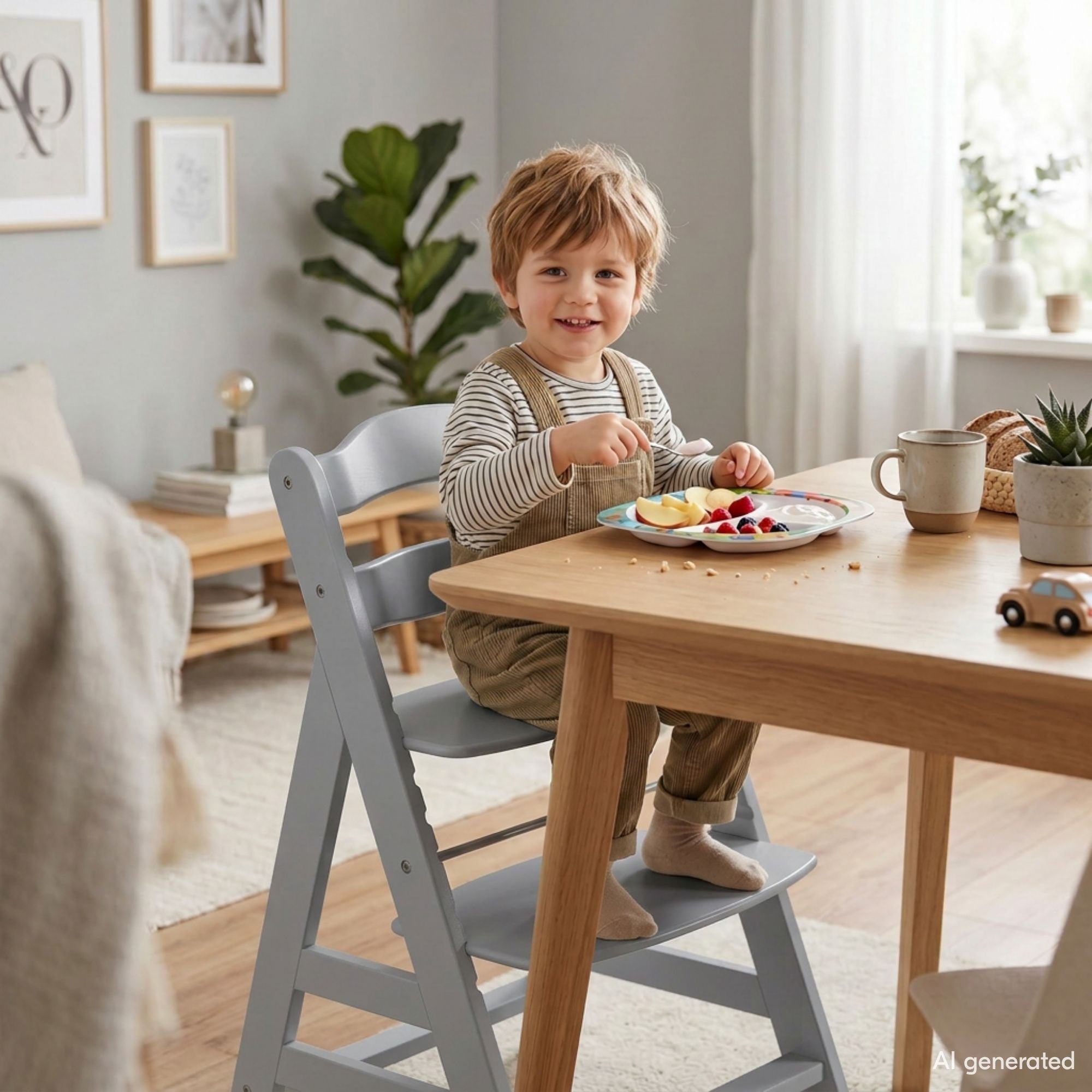 Alpha+ Grow Along Adjustable Wooden Highchair, Beechwood, Grey Finish(For Parts)