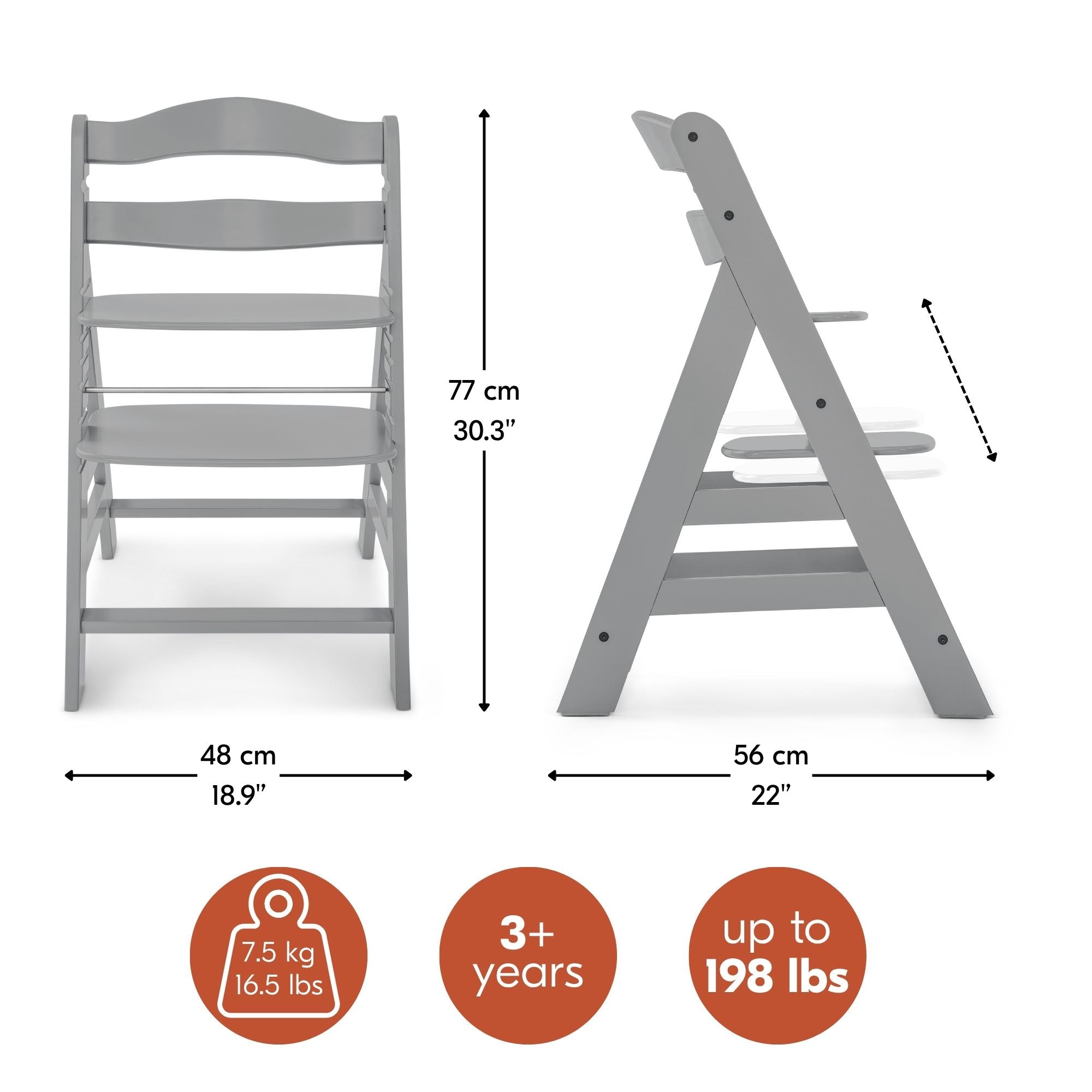 Alpha+ Grow Along Adjustable Wooden Highchair, Beechwood, Grey Finish(For Parts)