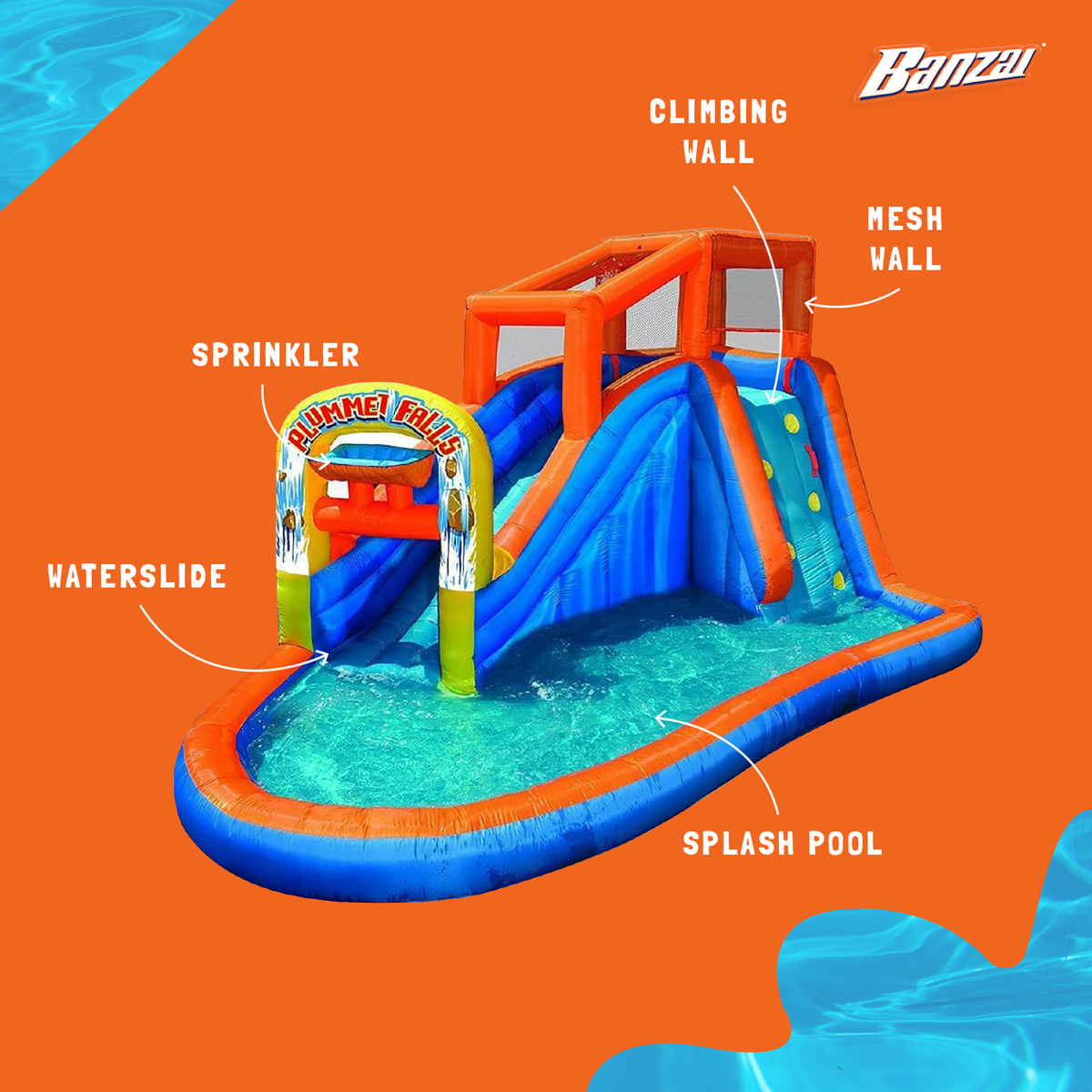 Banzai Plummet Falls Adventure Kids Inflatable Water Park (For Parts)