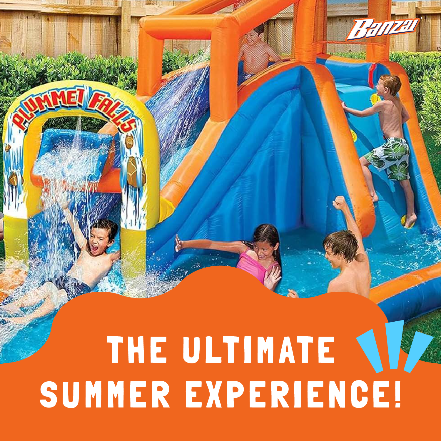 Banzai Plummet Falls Adventure Kids Inflatable Water Park (Open Box)