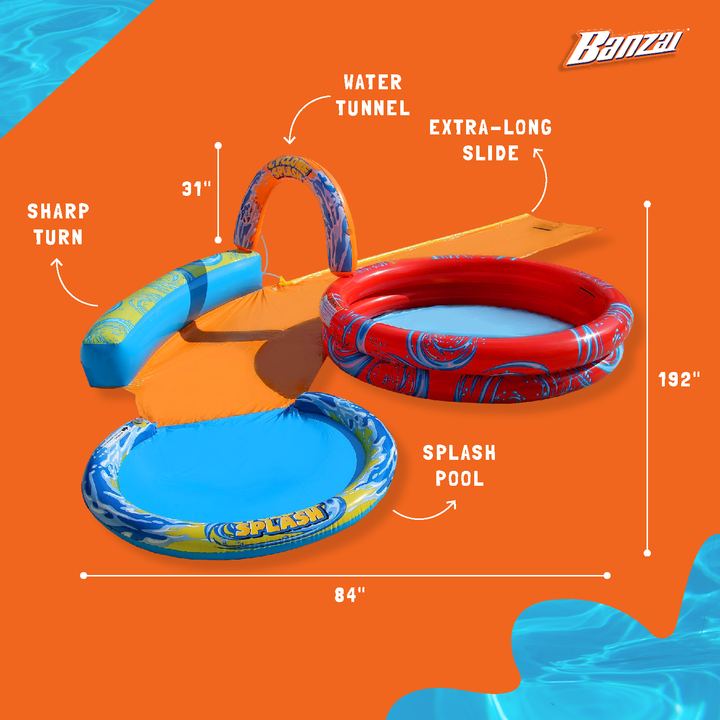 Banzai Cyclone Splash Park Inflatable with Sprinkling Slide and Water Aqua Pool - VMInnovations