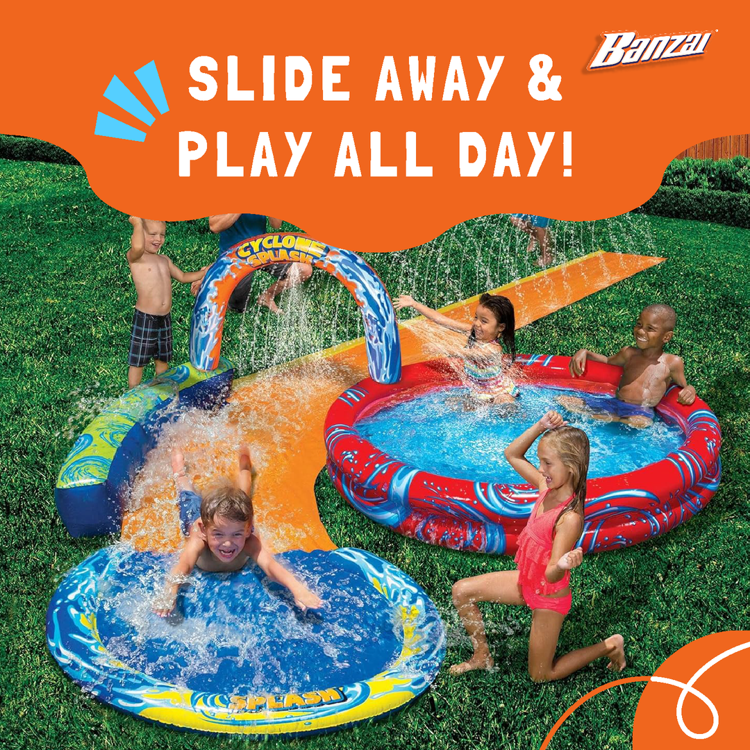Banzai Cyclone Splash Park Inflatable with Sprinkling Slide and Water Aqua Pool - VMInnovations