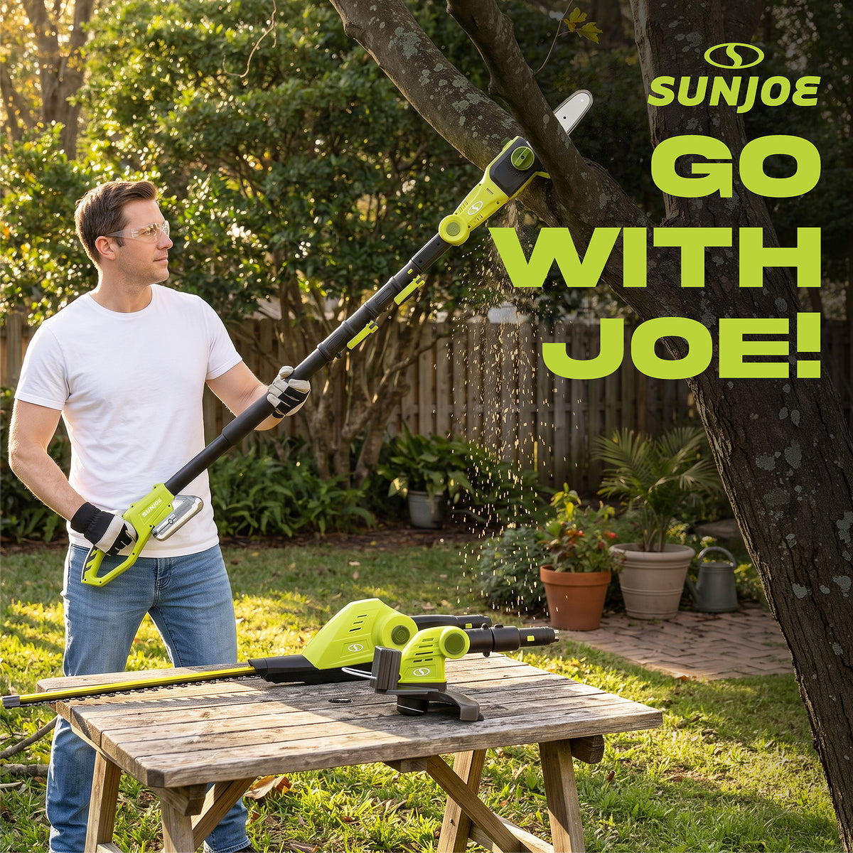 Sun Joe IONMAX Cordless Lawn Care System, Grass and Hedge Trimmer (Open Box)